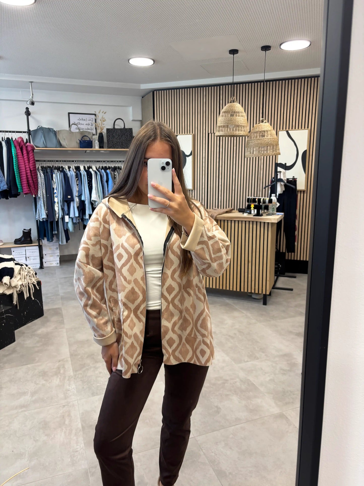 Jacke Scuba Beige/Braun