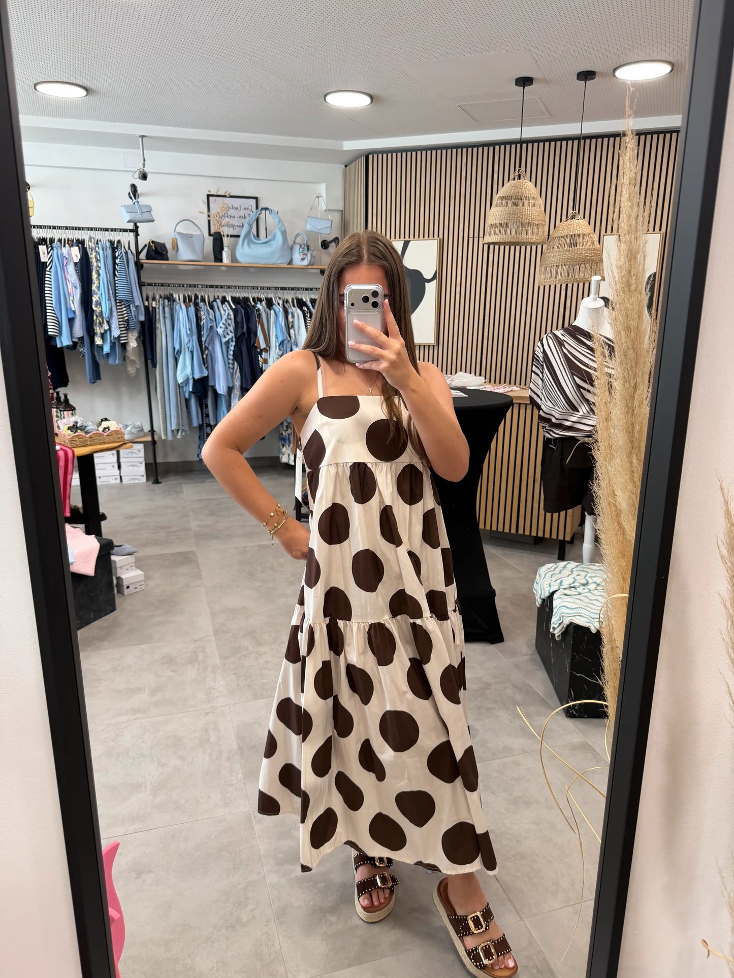 Maxi-Kleid "Sky Dots" Beige