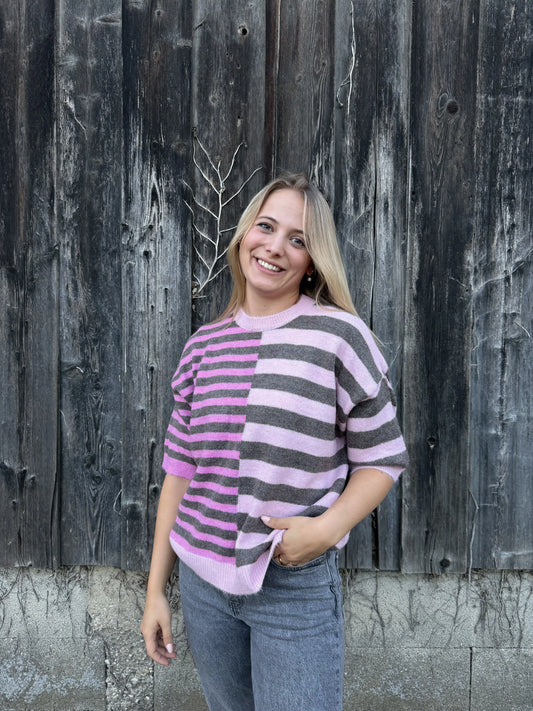 Pullover "Split Stripe" Taupe