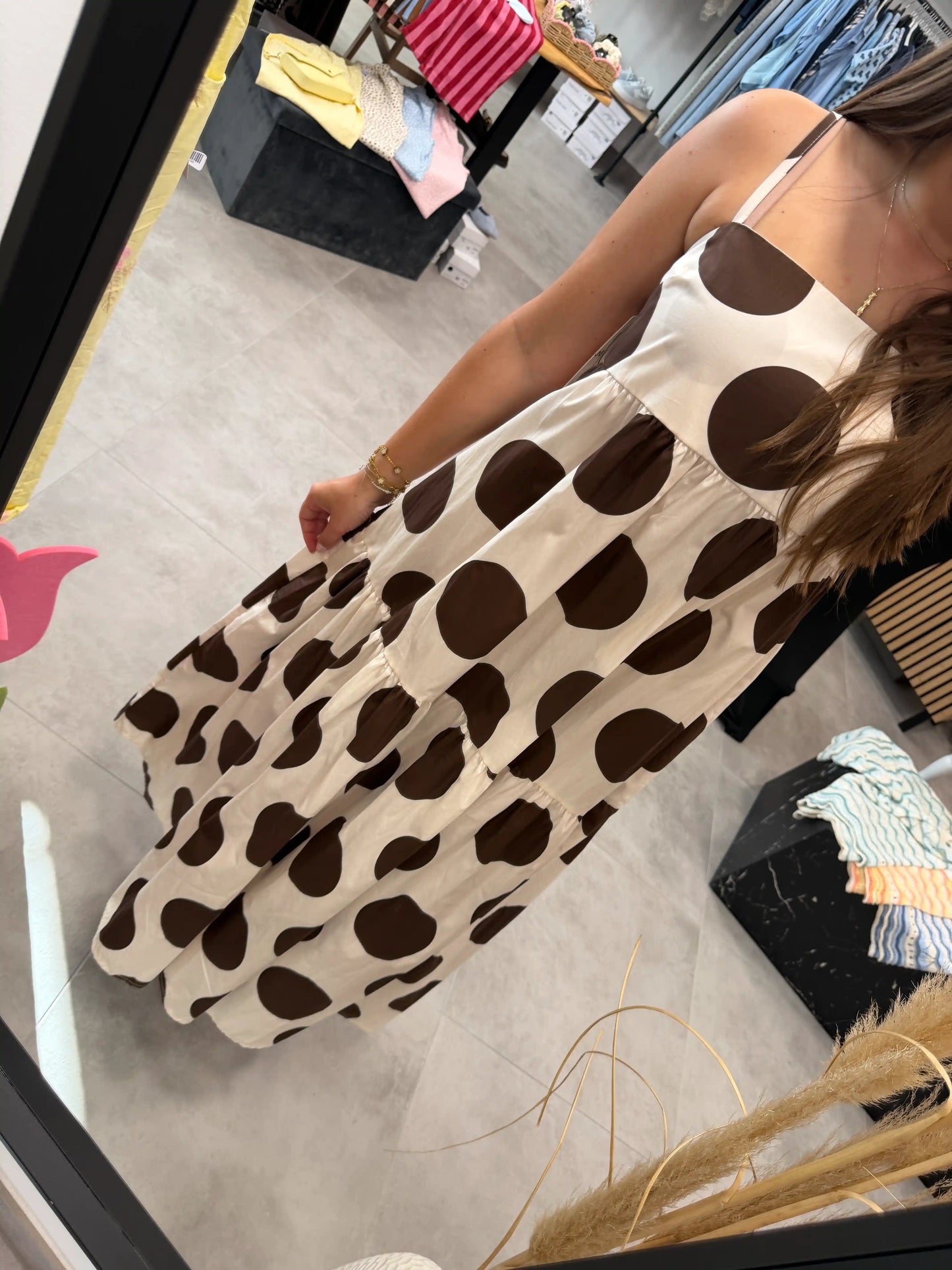 Maxi-Kleid "Sky Dots" Beige