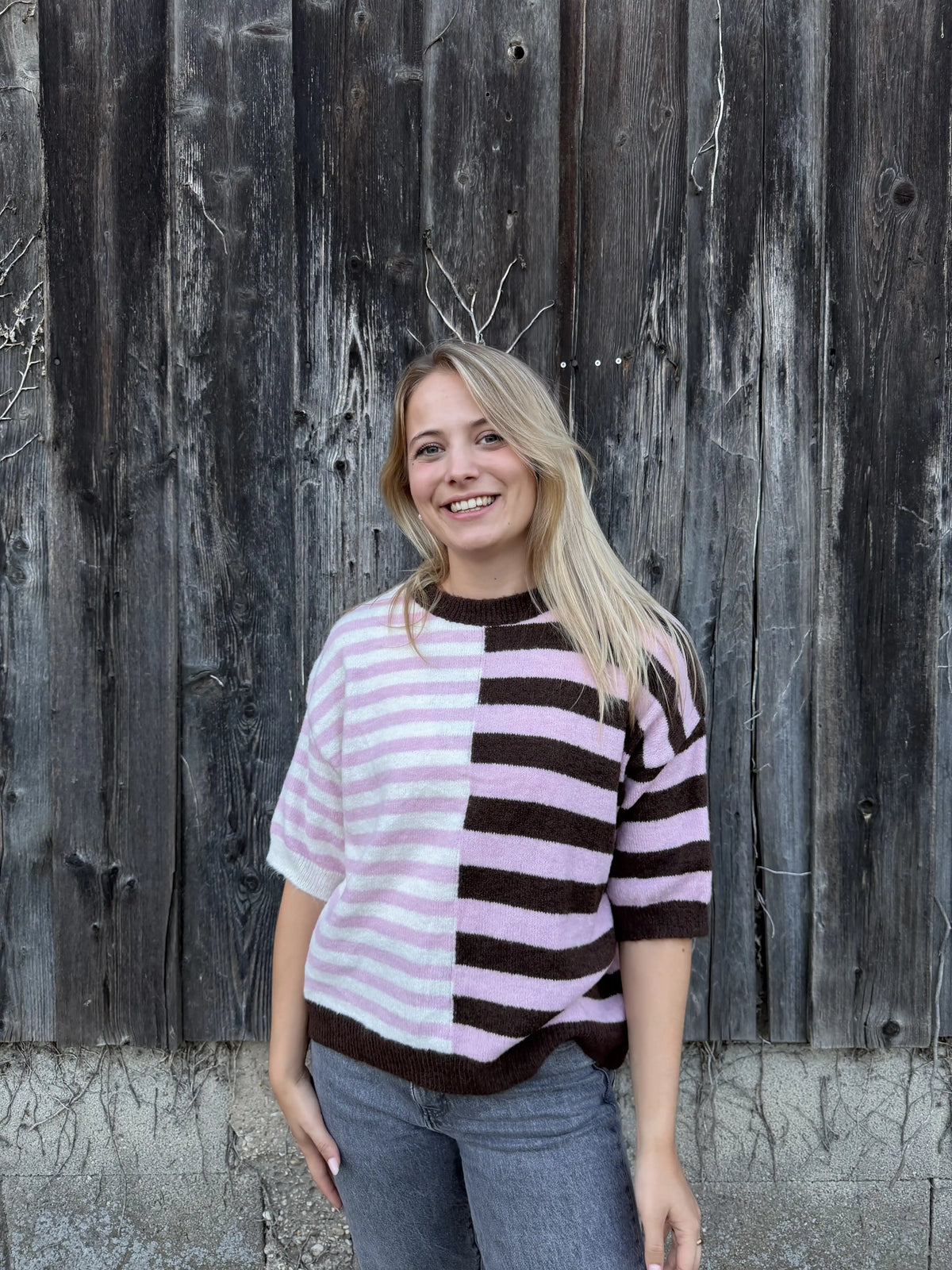 Pullover "Split Stripe" Schokobraun