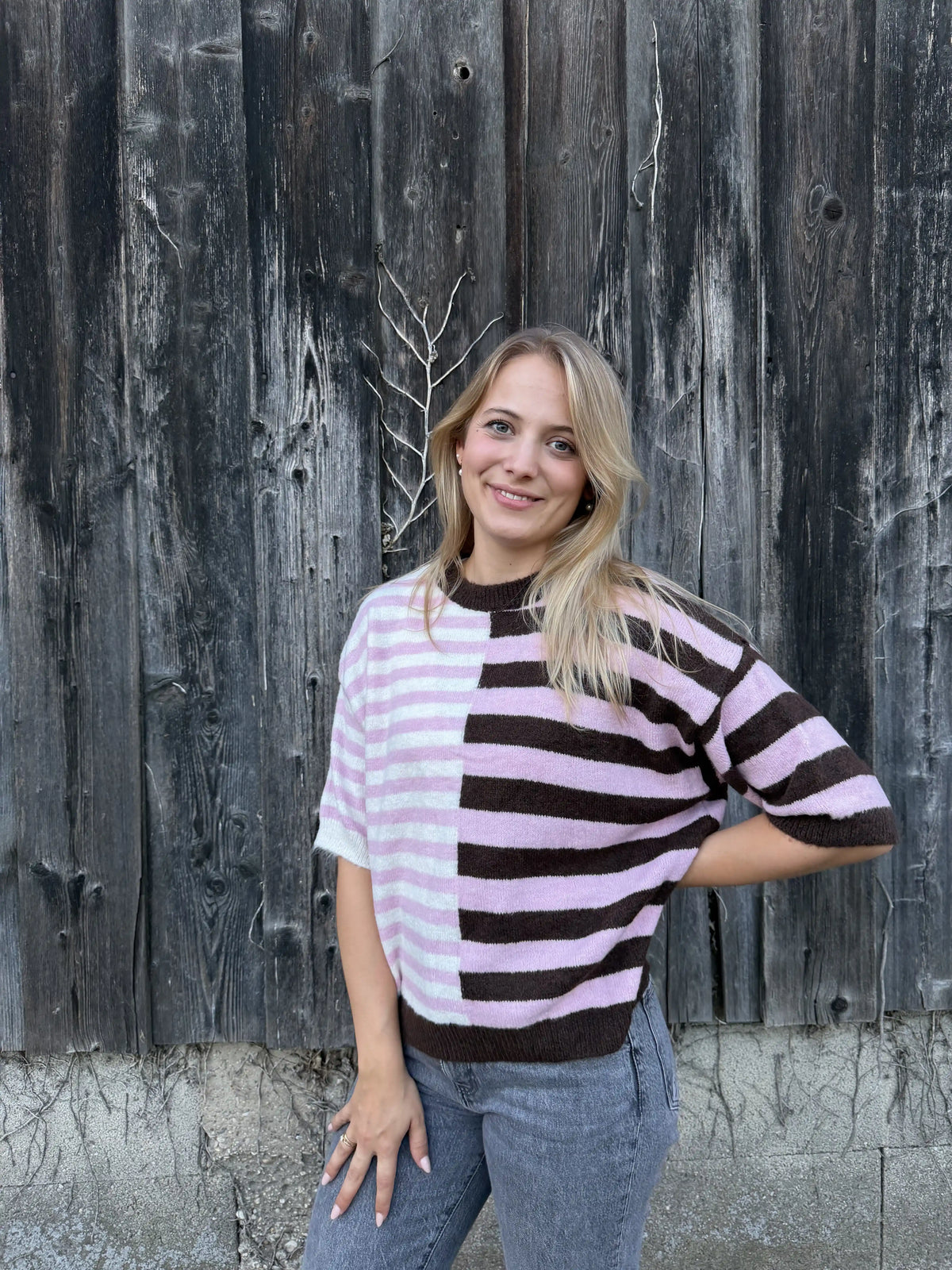 Pullover "Split Stripe" Schokobraun