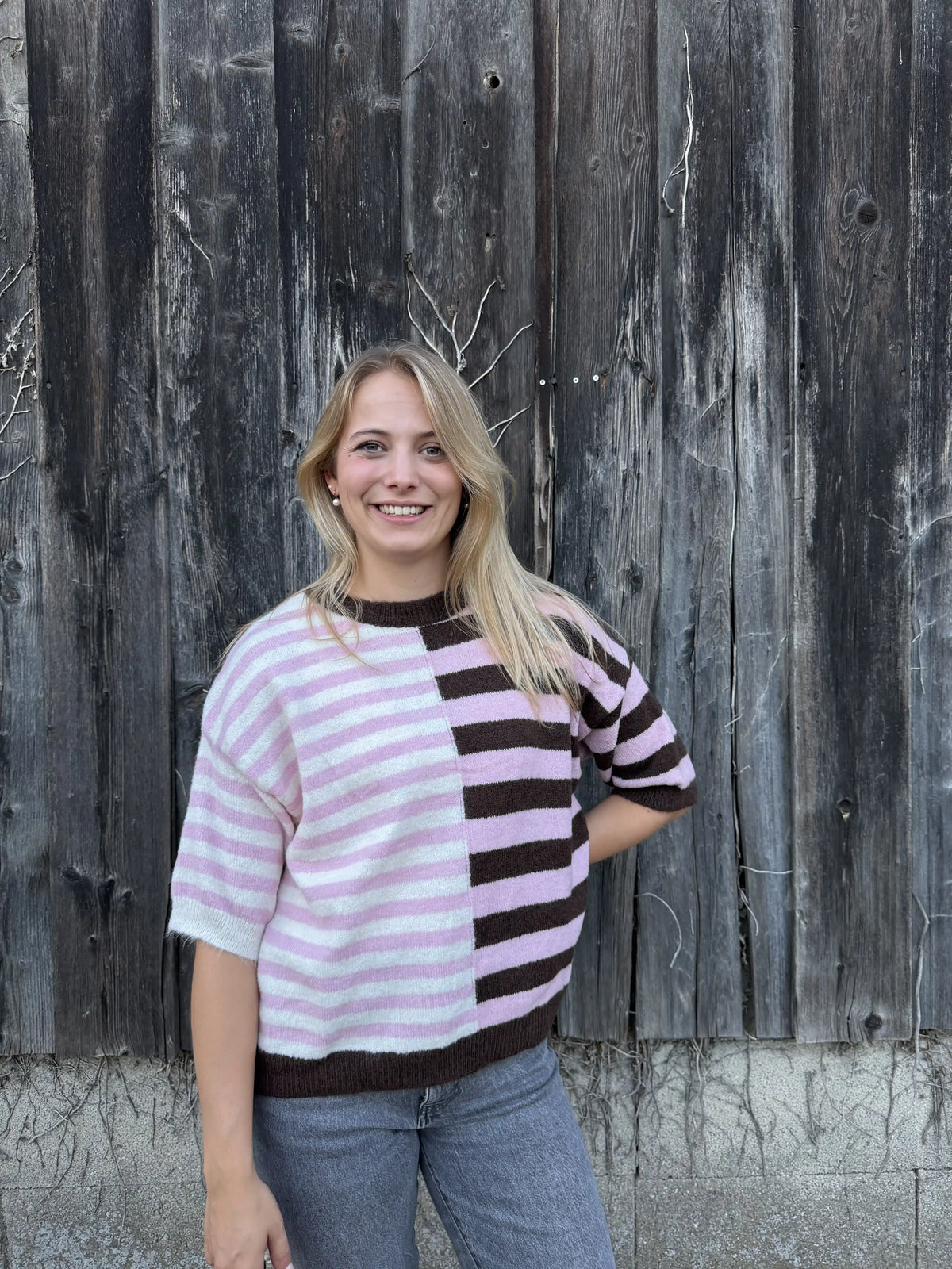 Pullover "Split Stripe" Schokobraun