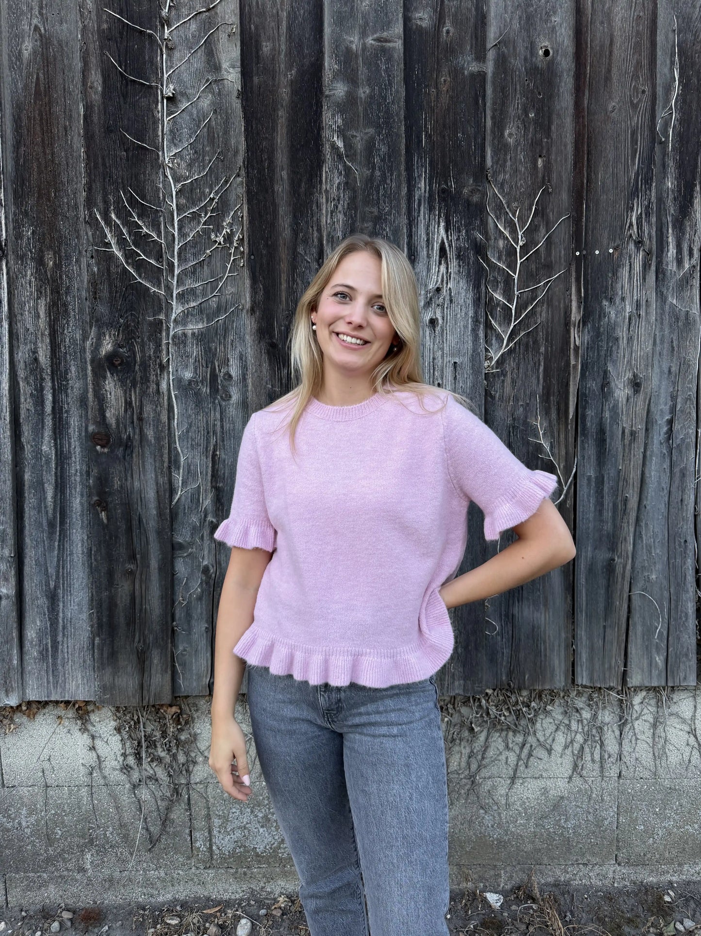 Strickshirt "Ruffle Knit" Rosa