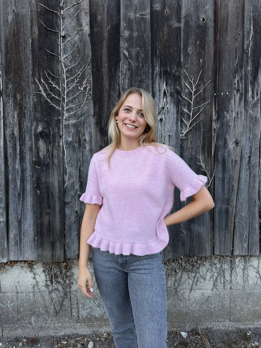 Strickshirt "Ruffle Knit" Rosa