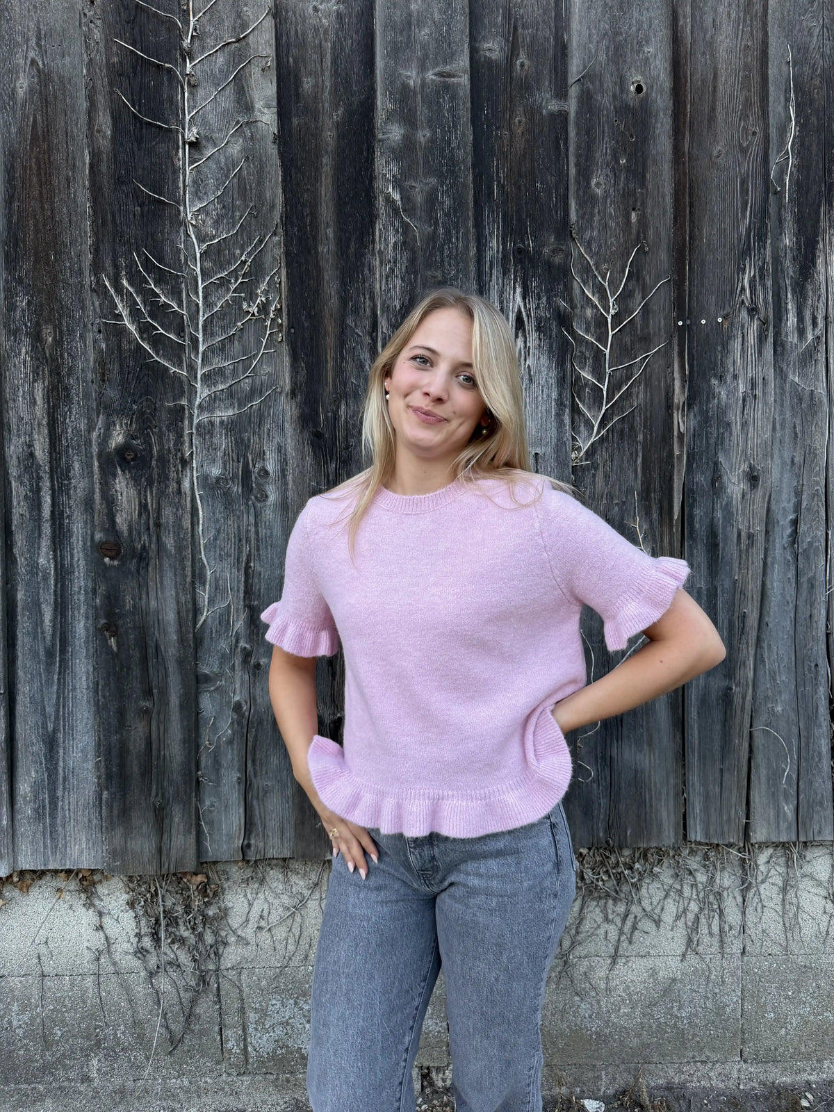 Strickshirt "Ruffle Knit" Rosa