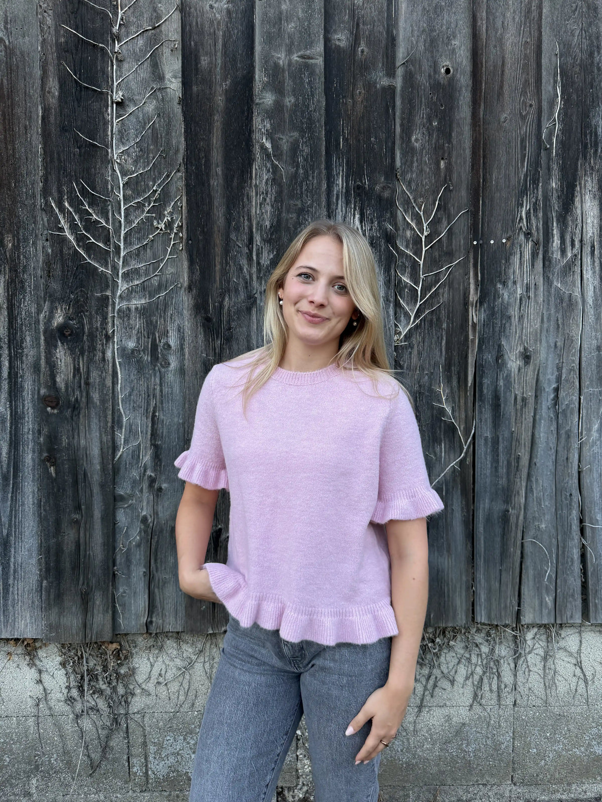 Strickshirt "Ruffle Knit" Rosa