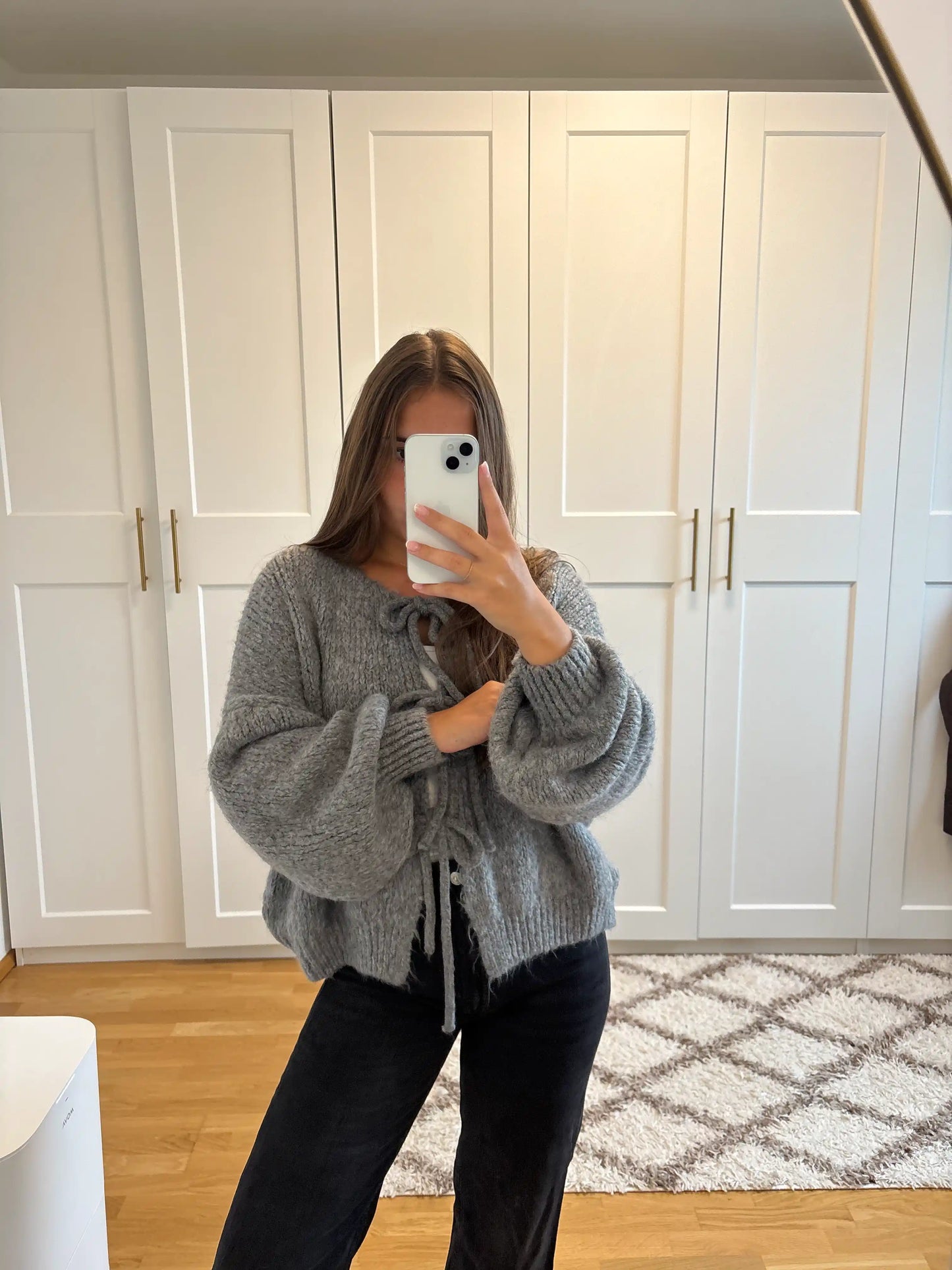 Knoten-Cardigan Grau