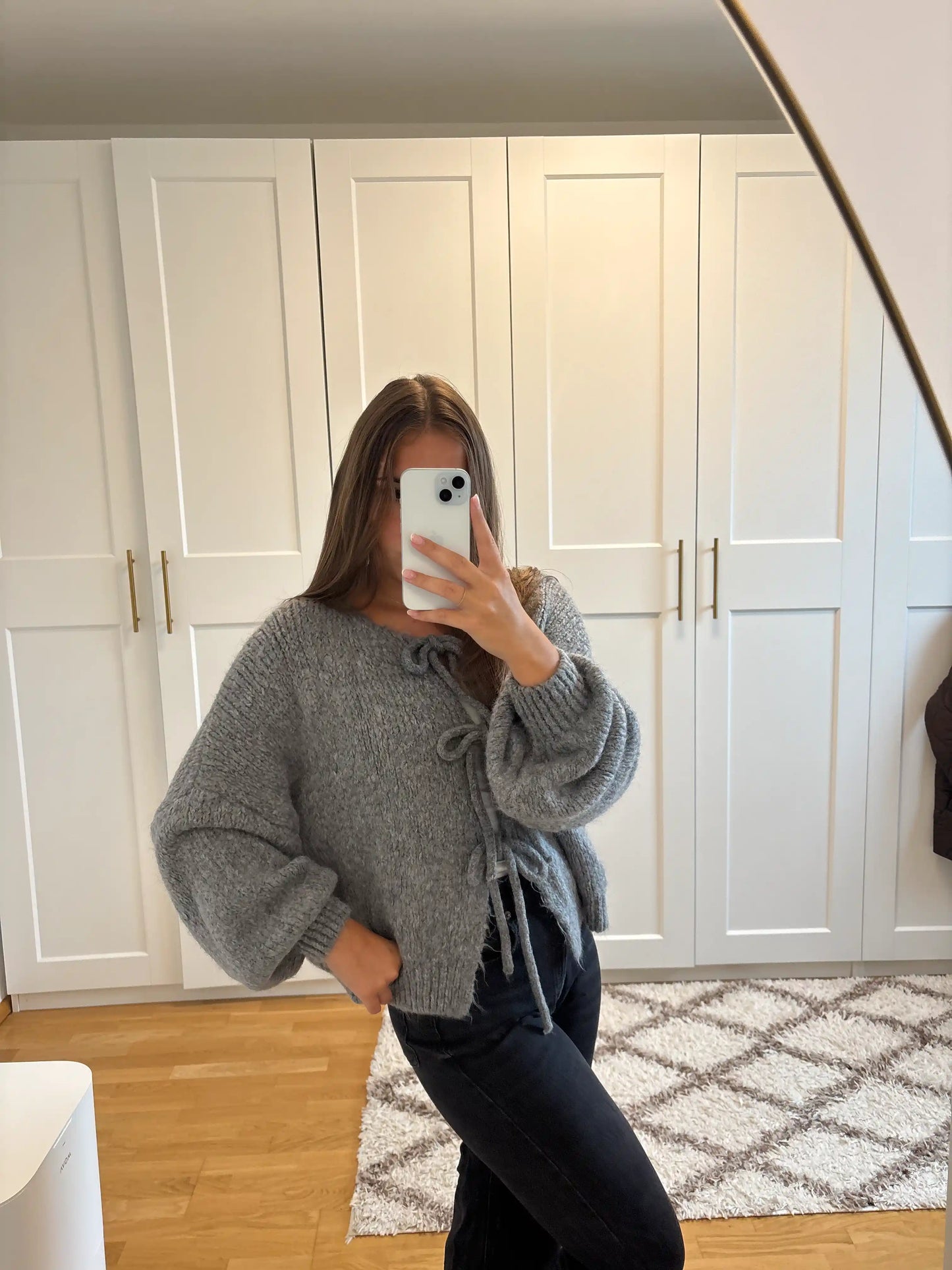 Knoten-Cardigan Grau