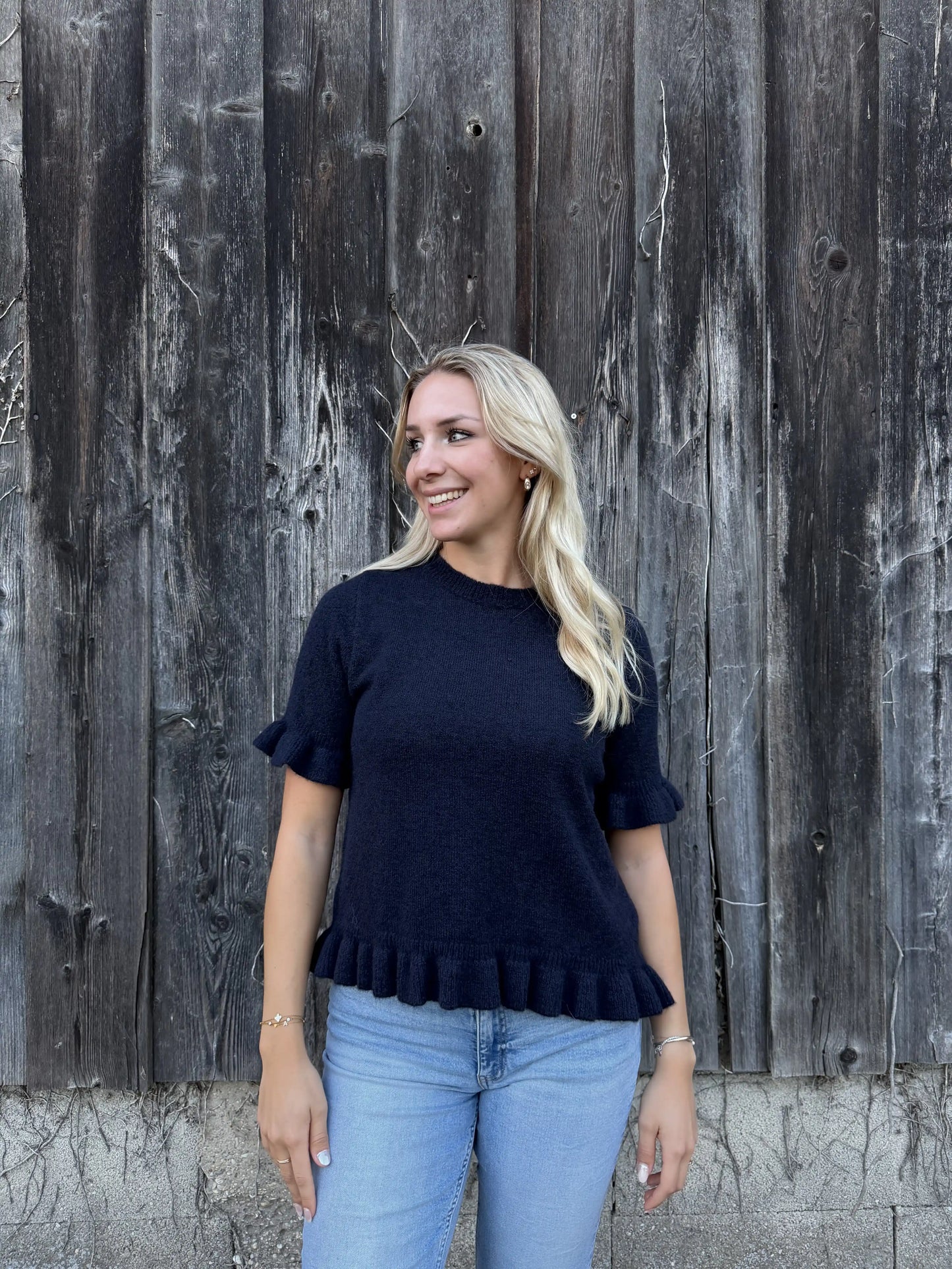 Strickshirt "Ruffle Knit" Navy