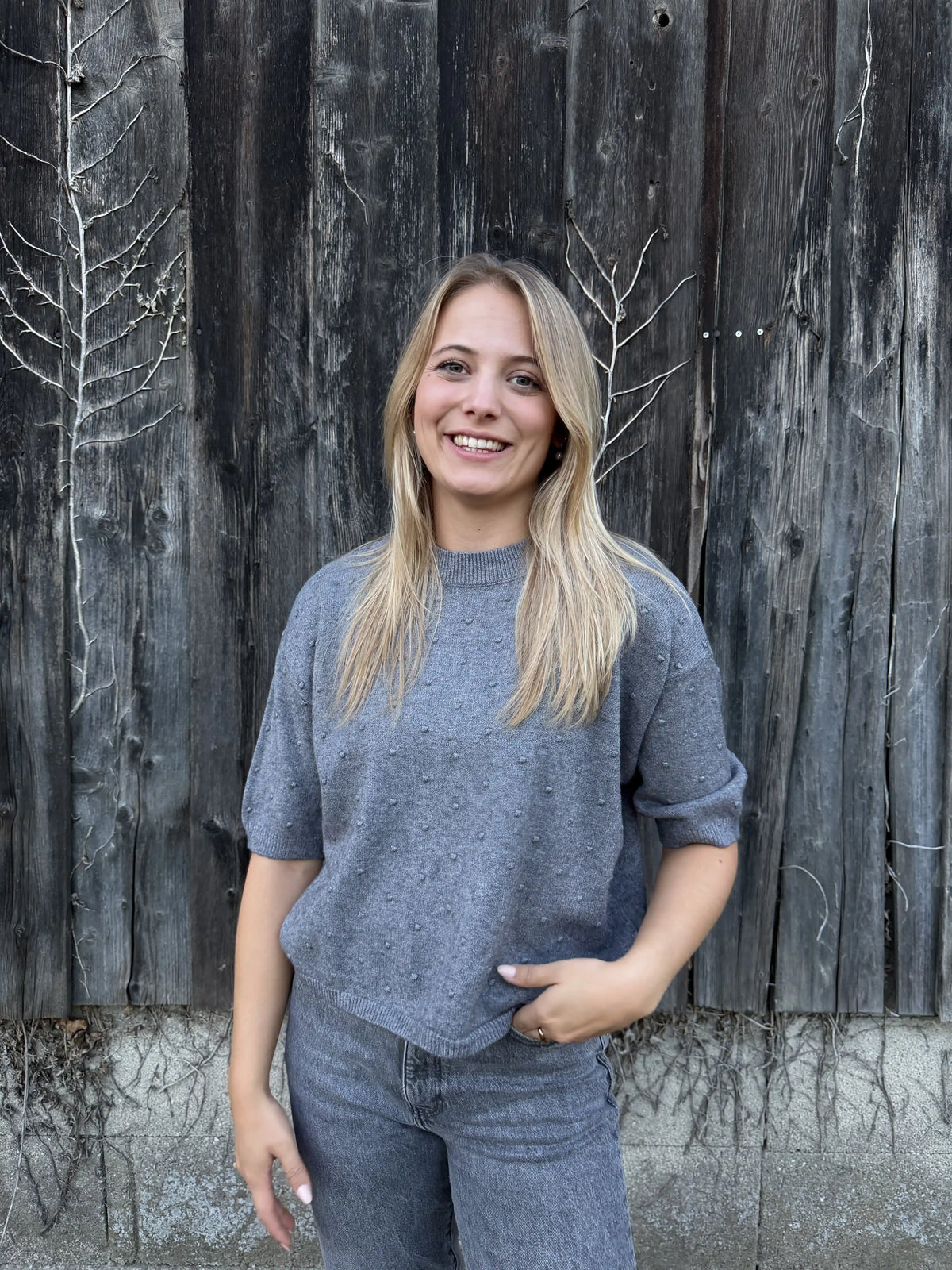 Strickshirt "Points" Grau