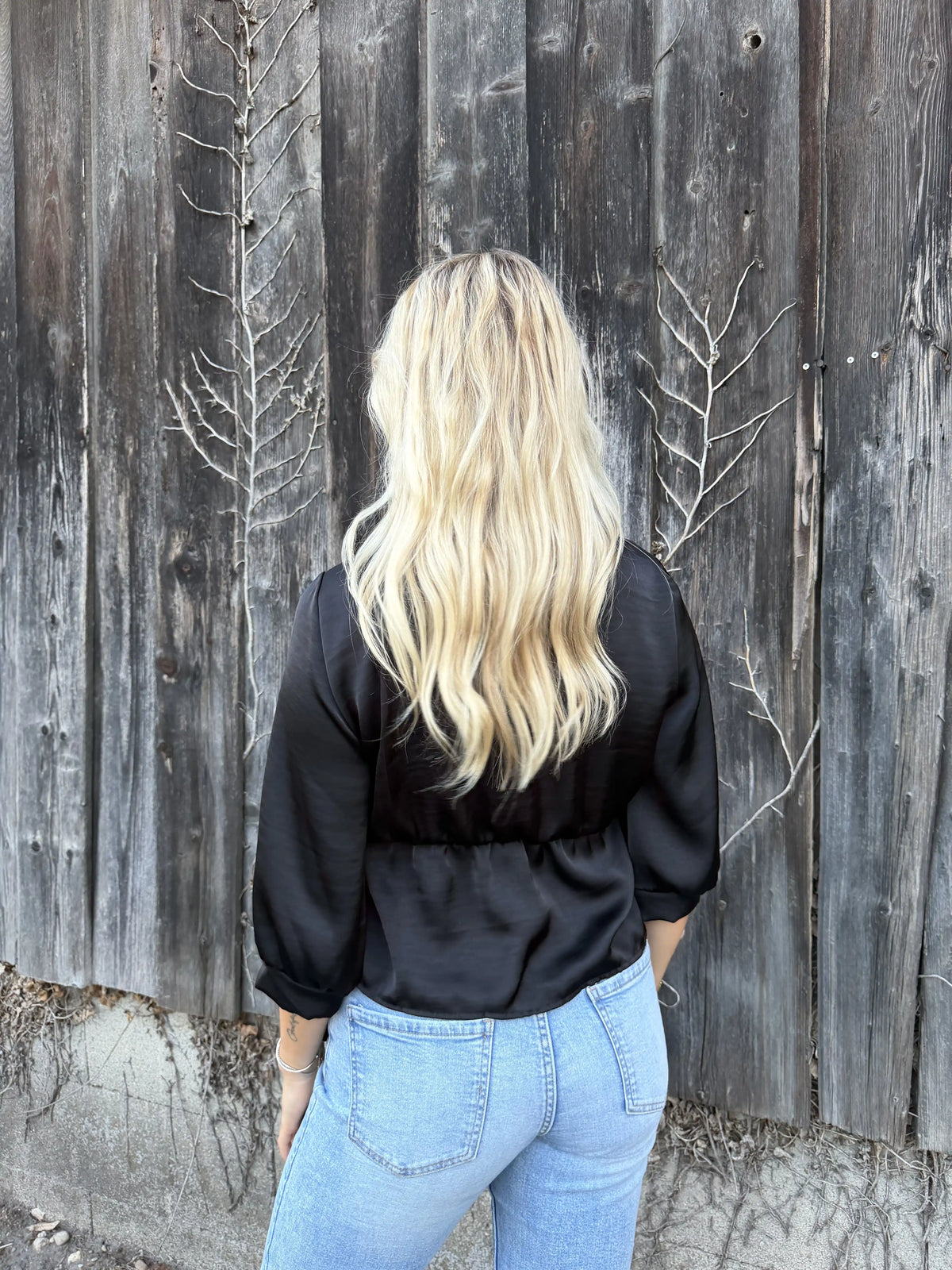 Satinbluse "Knoten" Schwarz