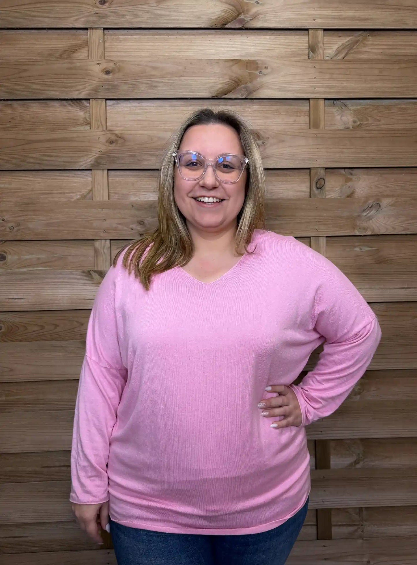 Basic Strickpullover 40-44 Rosa