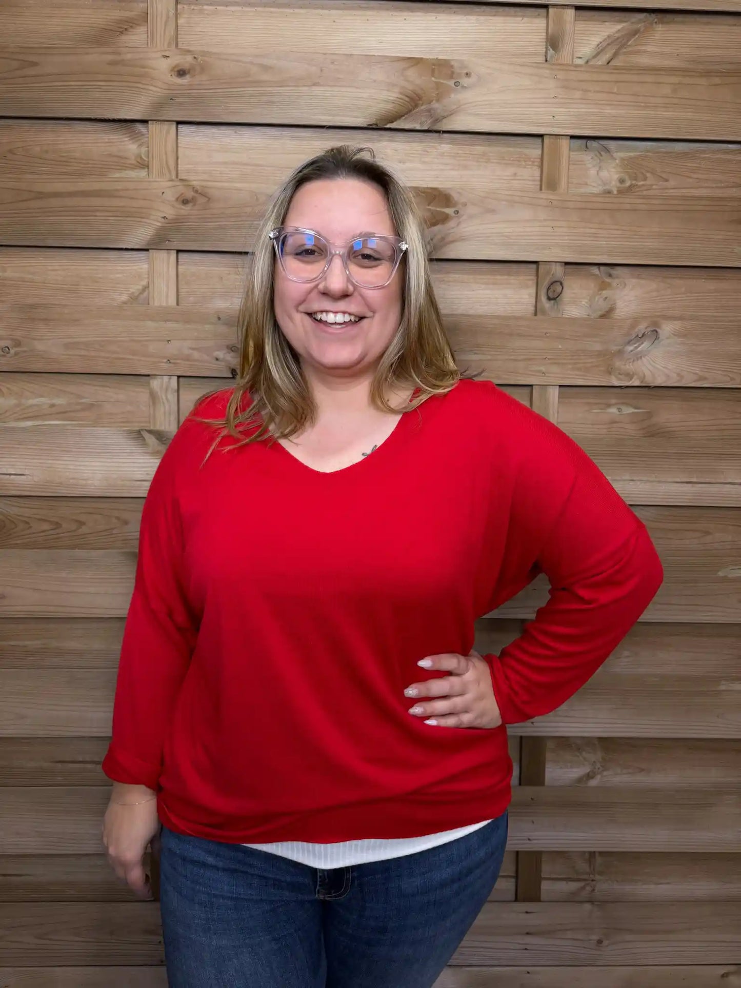 Basic Strickpullover 40-44 Rot