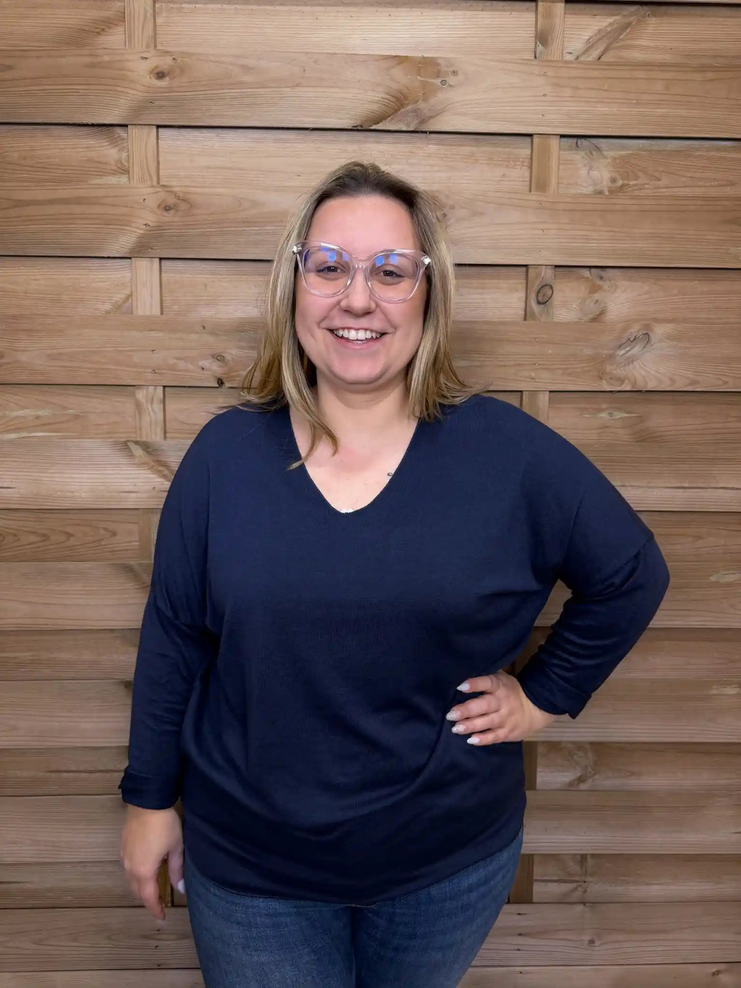 Basic Strickpullover 40-44 Dunkelblau