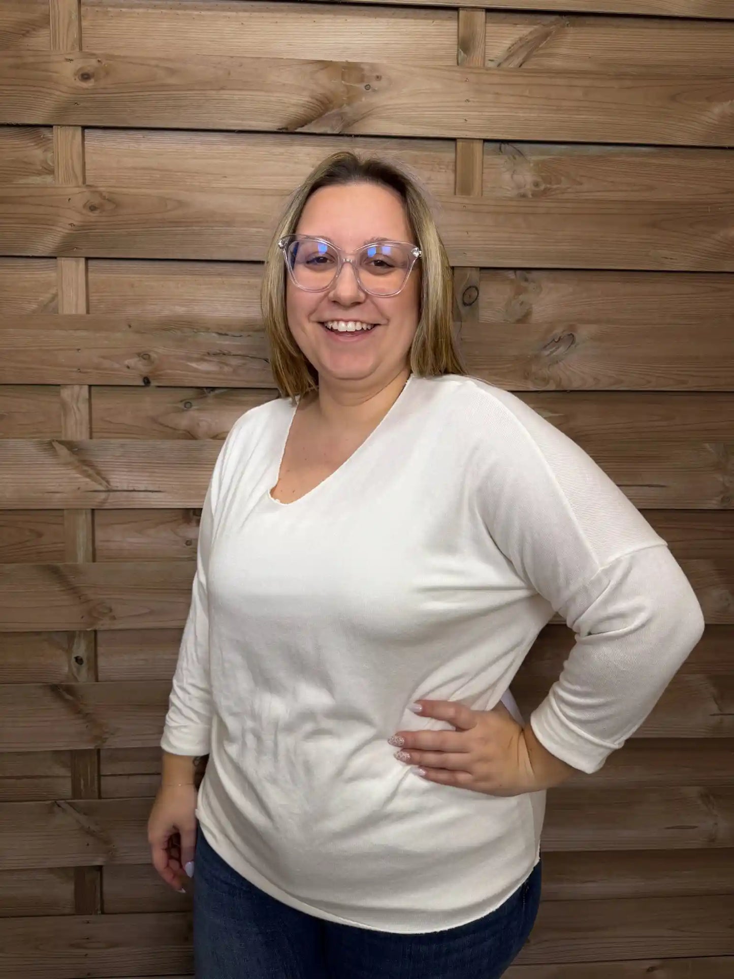 Basic Strickpullover 40-44 Weiß