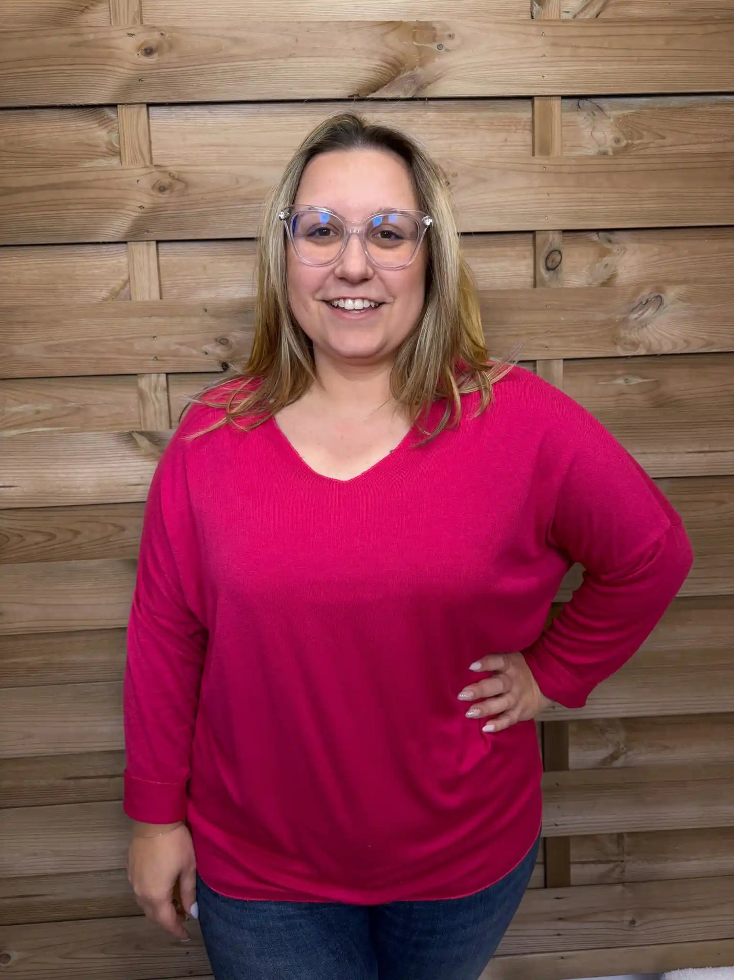 Basic Strickpullover 40-44 Pink