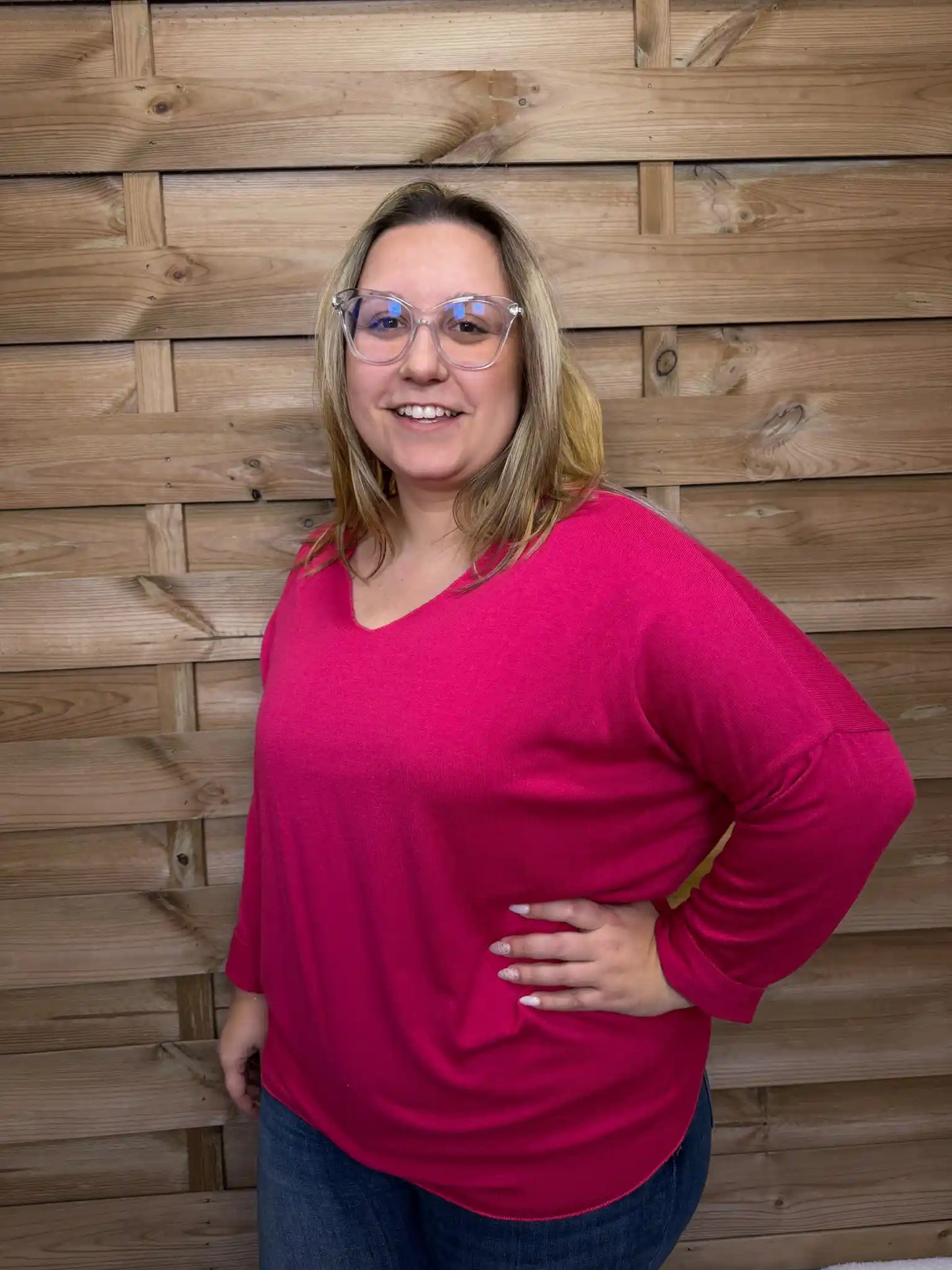 Basic Strickpullover 40-44 Pink