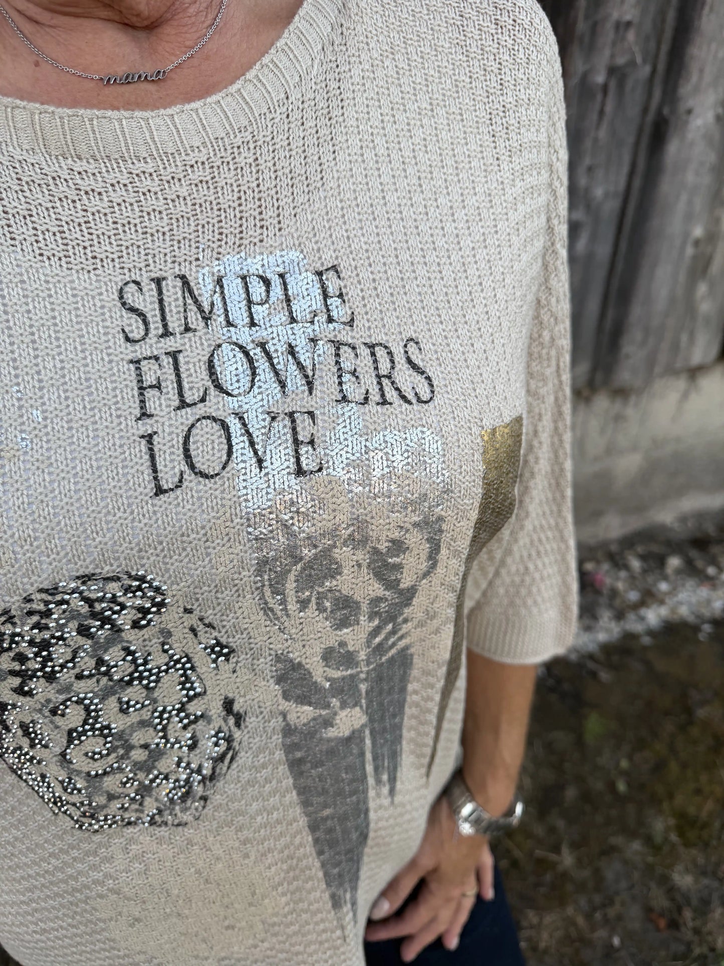 Pullover "Bloom Statement" Beige