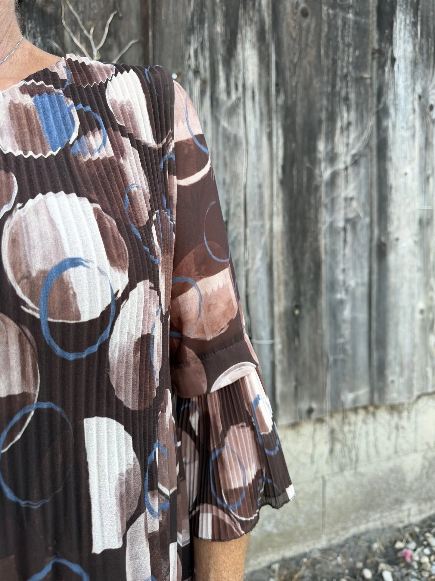 Bluse "Plissecircles" Schokobraun