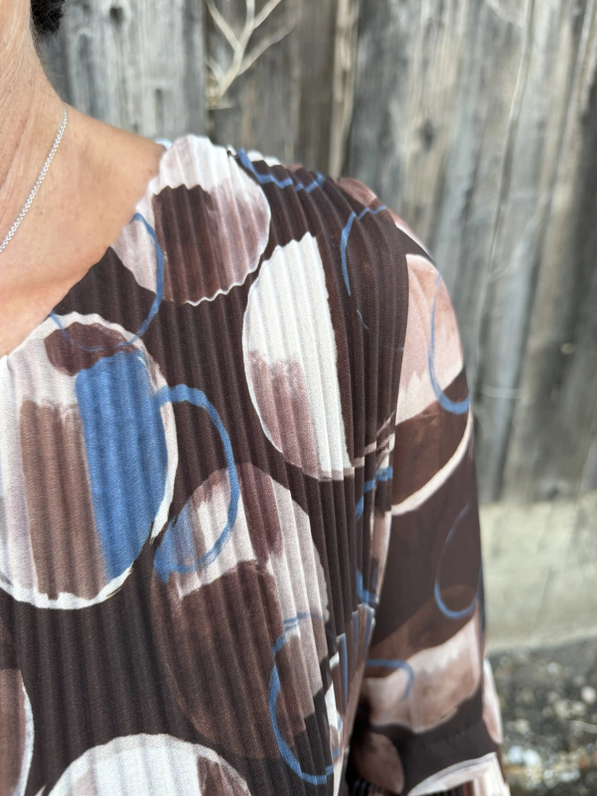 Bluse "Plissecircles" Schokobraun