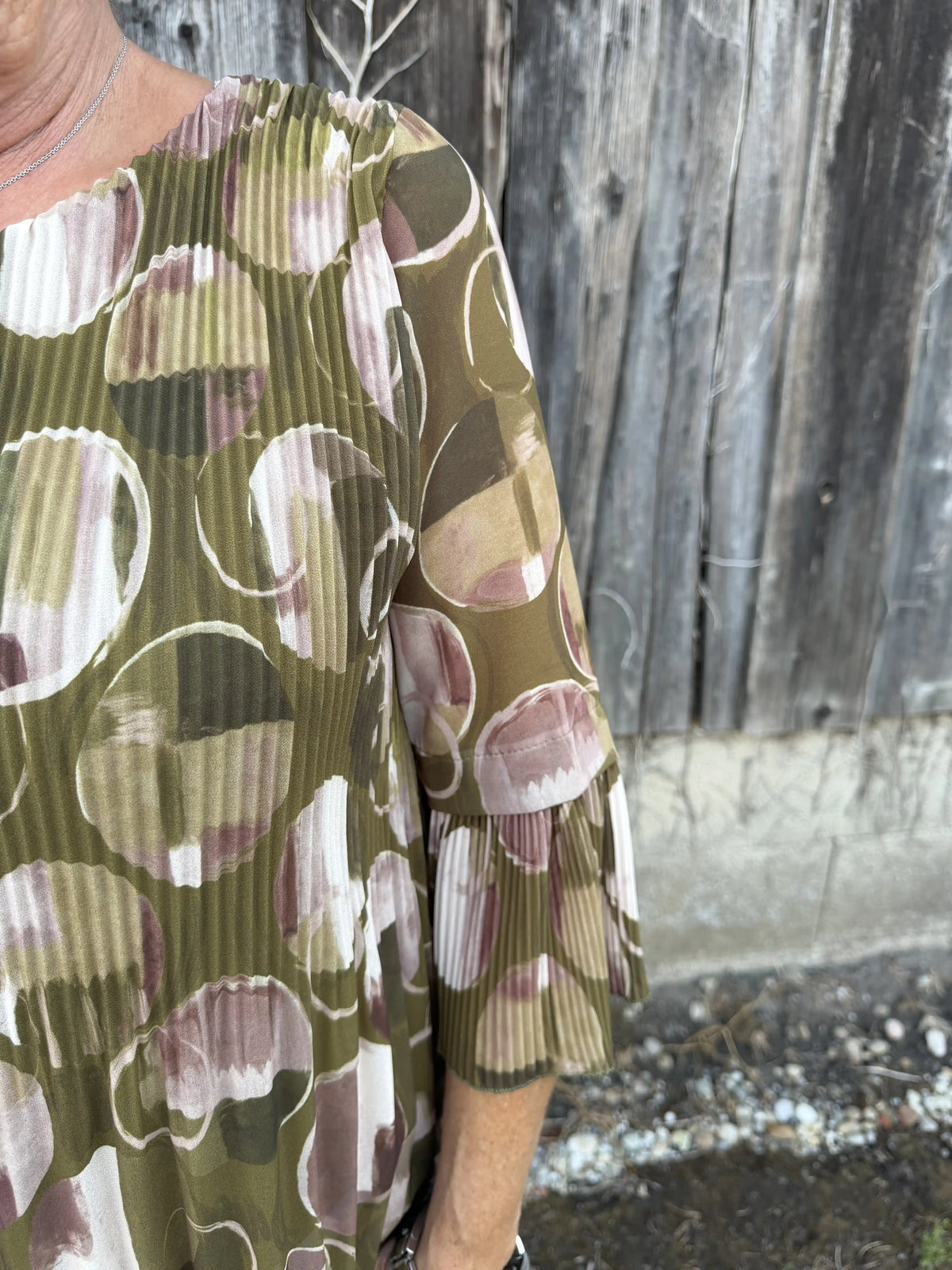 Bluse "Plissecircles" Avocado