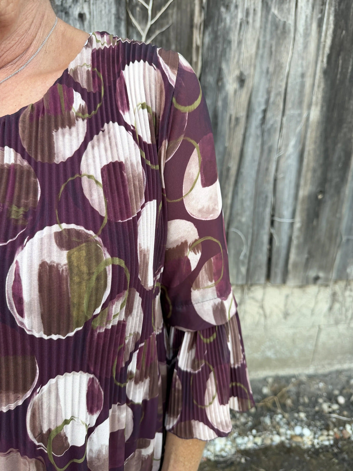 Bluse "Plissecircles" Weinrot