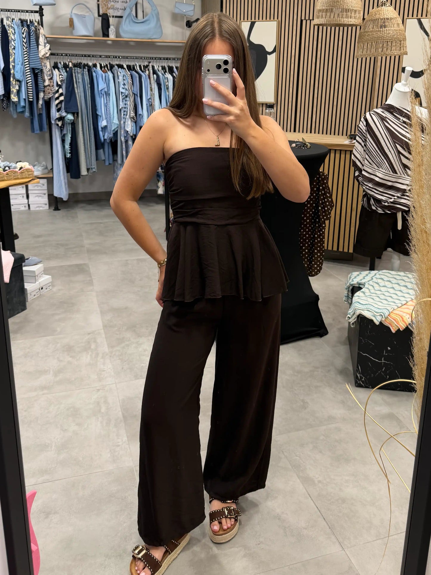 Set "Peplum" Schokobraun