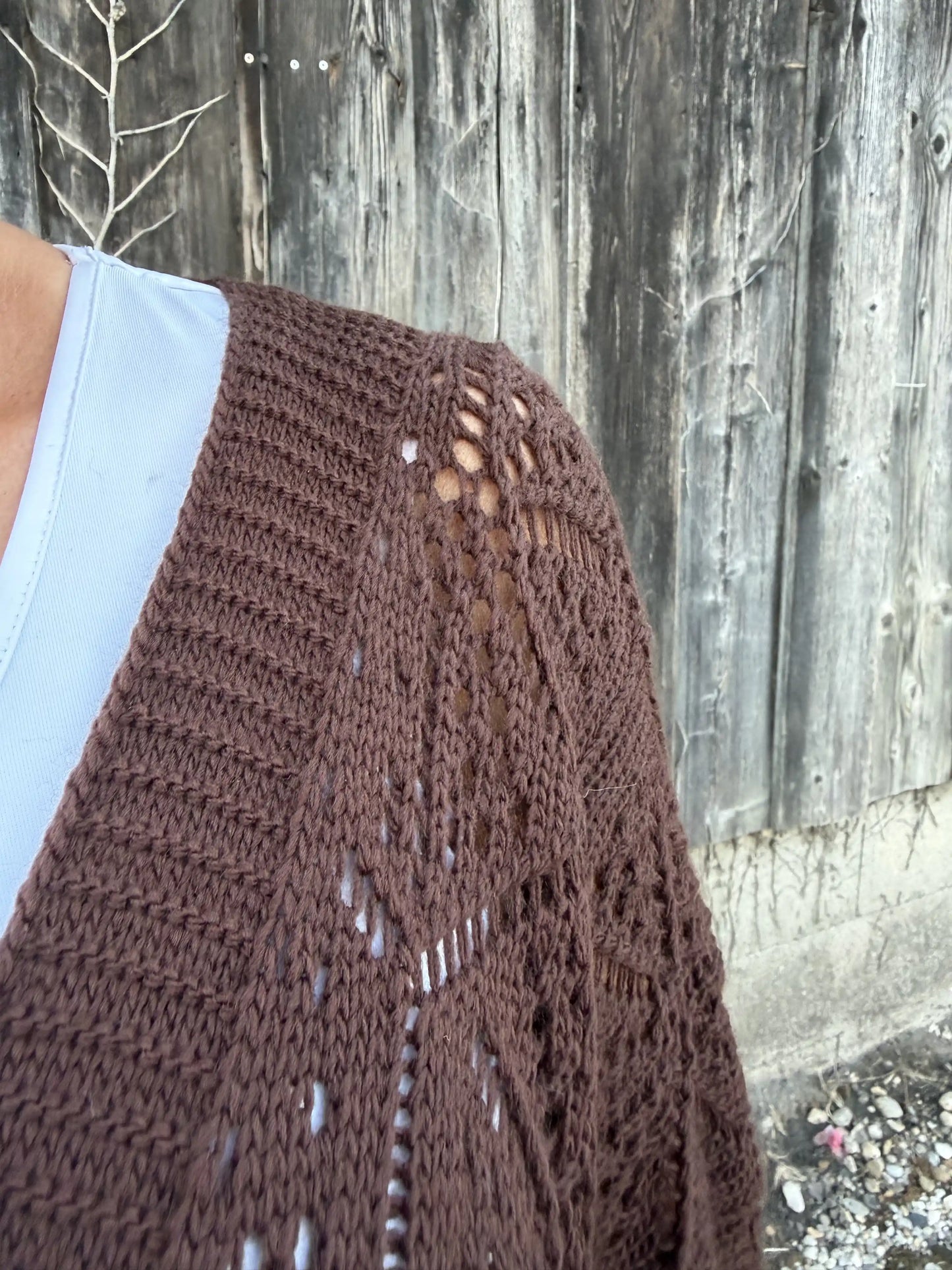 Weste "Crochet Bloom" Schokobraun