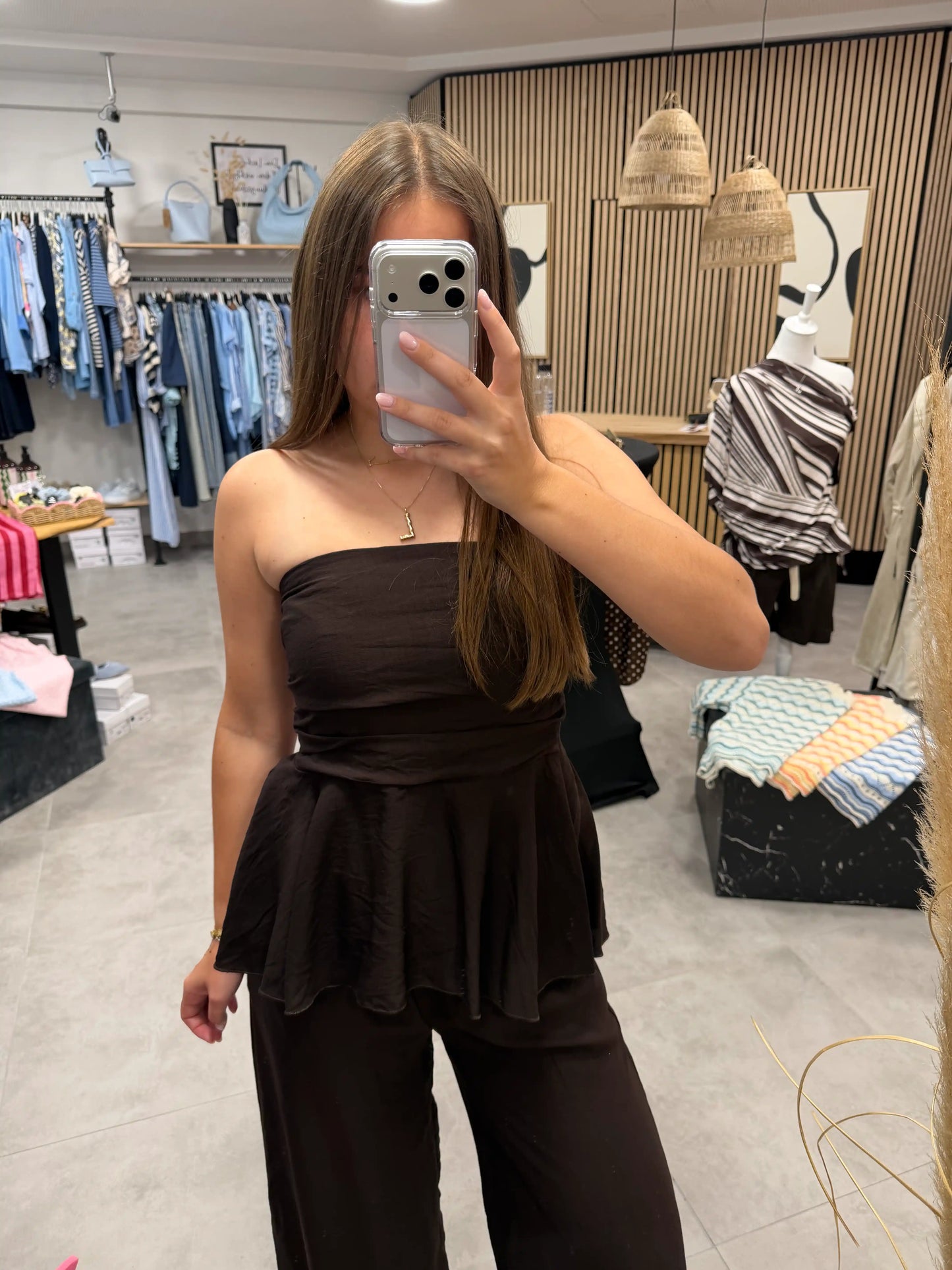 Set "Peplum" Schokobraun