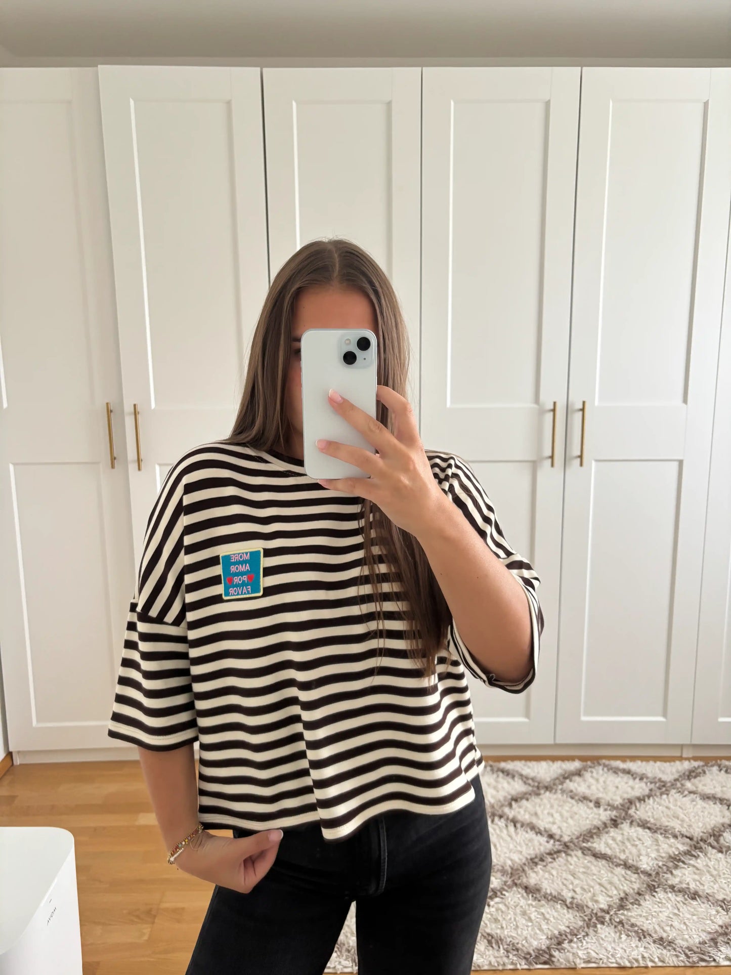 Streifenshirt "More Amore" Beige