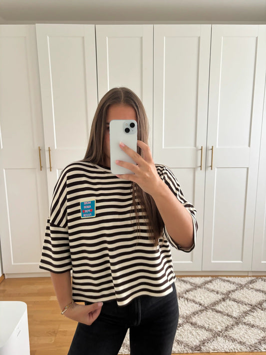 Streifenshirt "More Amore" Beige