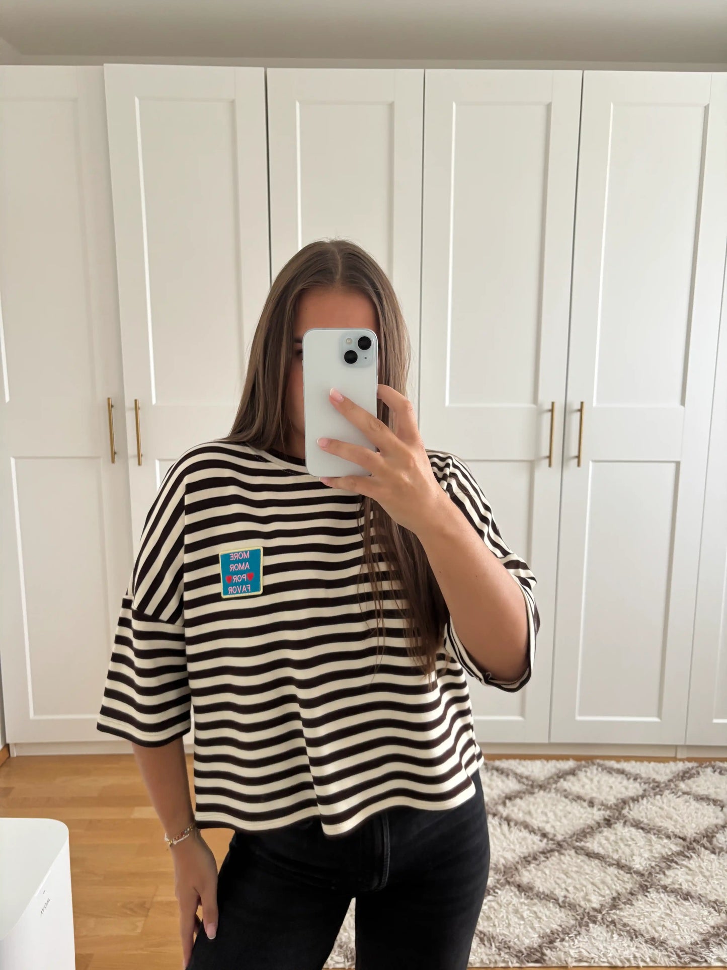 Streifenshirt "More Amore" Beige