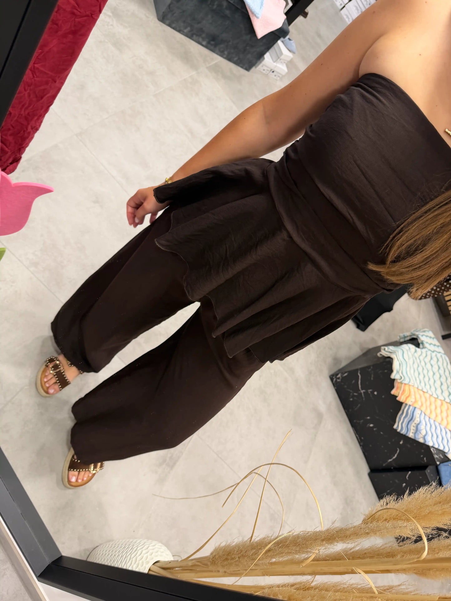 Set "Peplum" Schokobraun