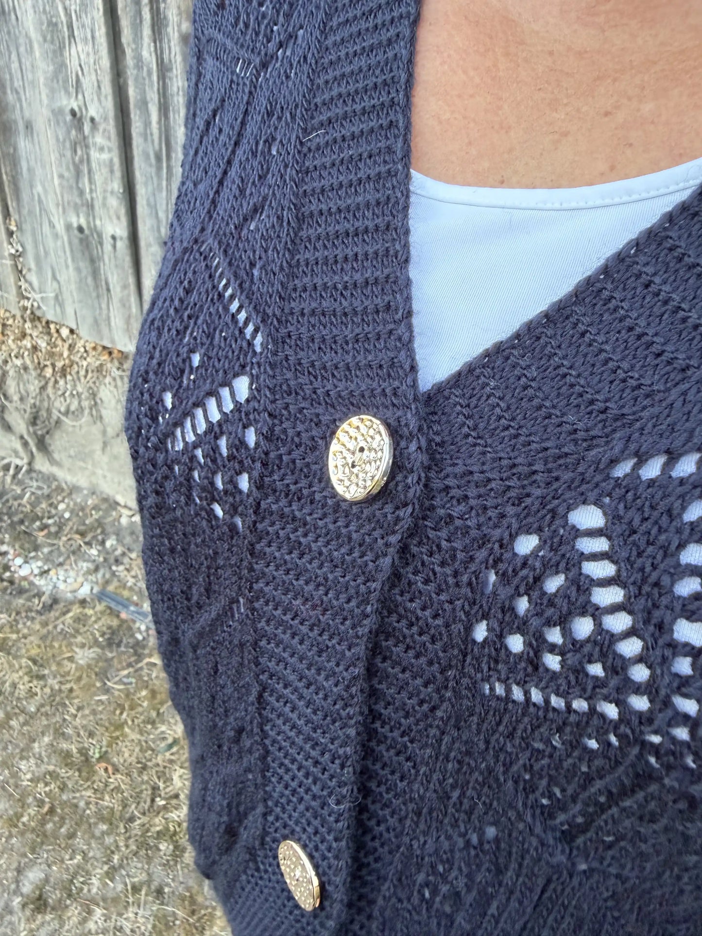 Weste "Crochet Bloom" Navy