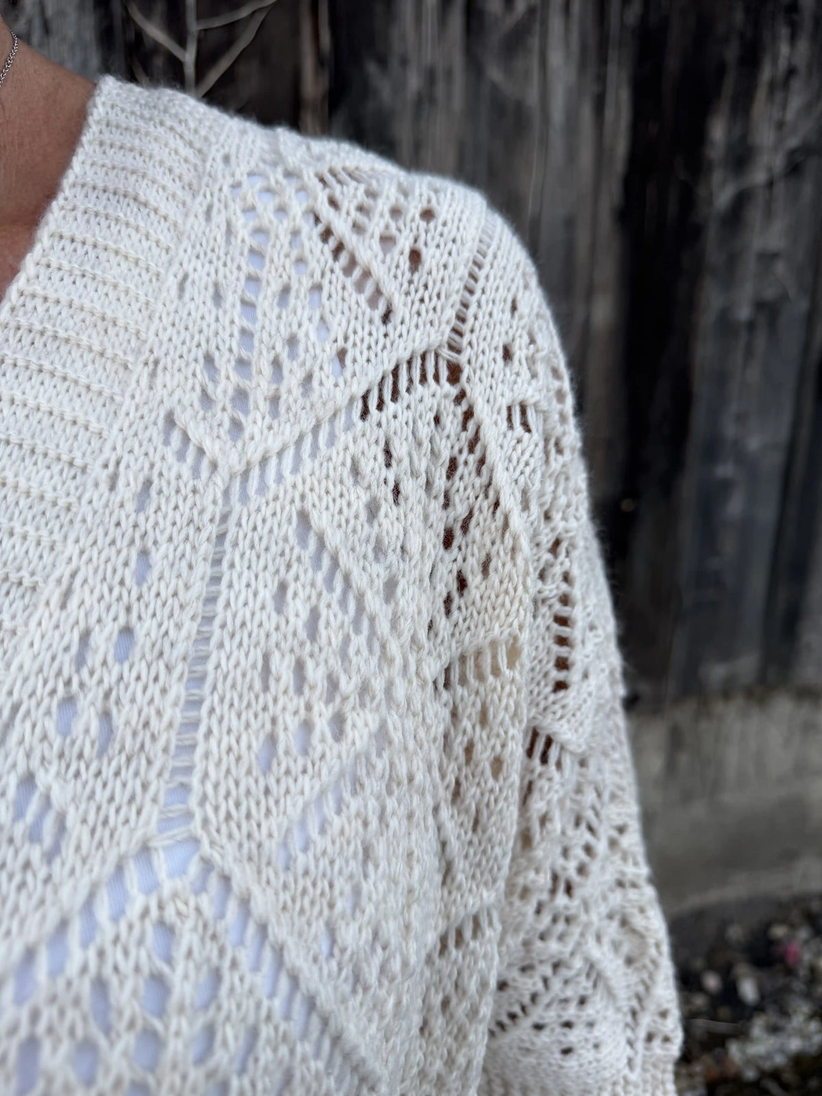 Weste "Crochet Bloom" Beige