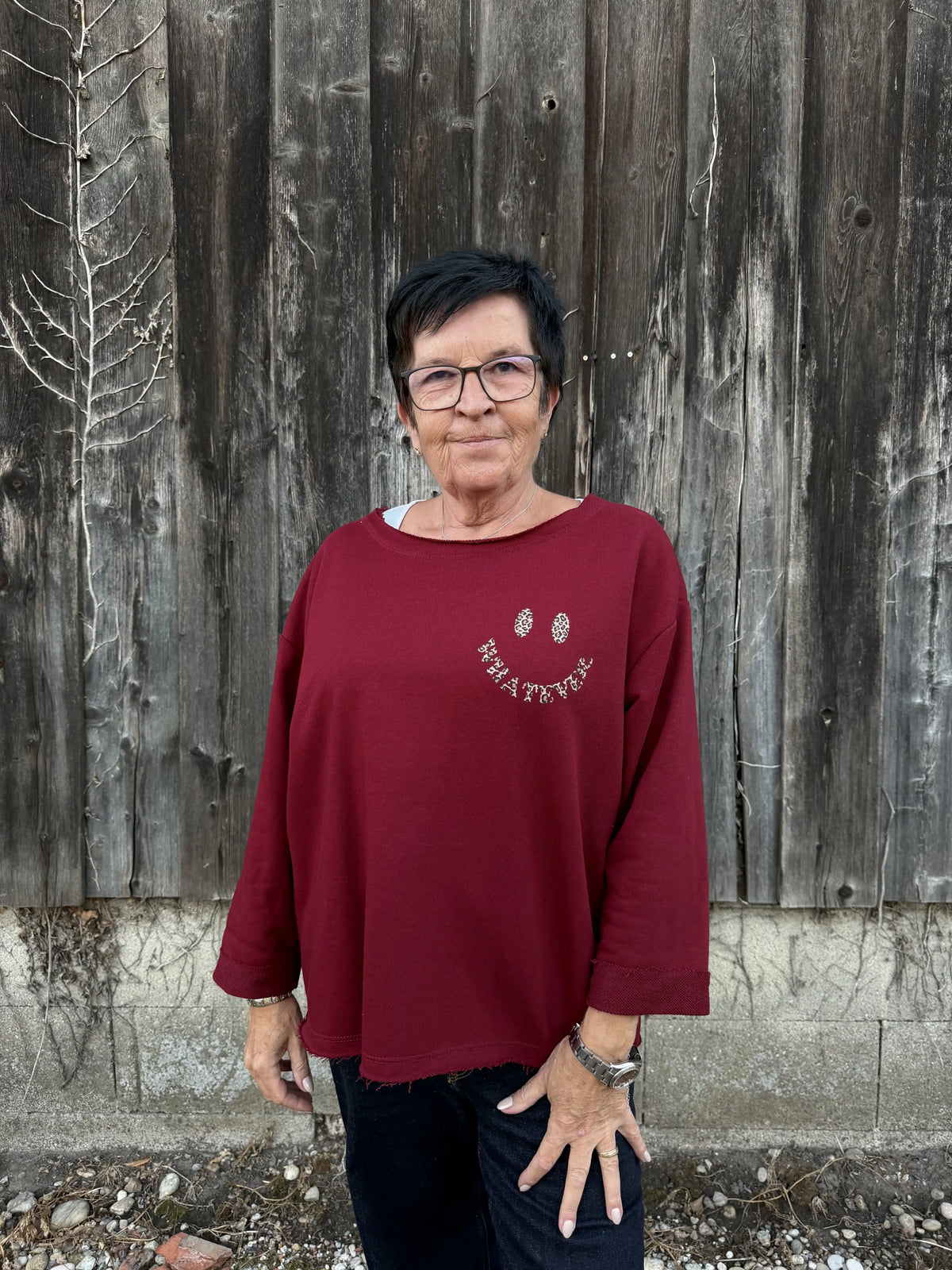Pullover "Happy Leo" Weinrot