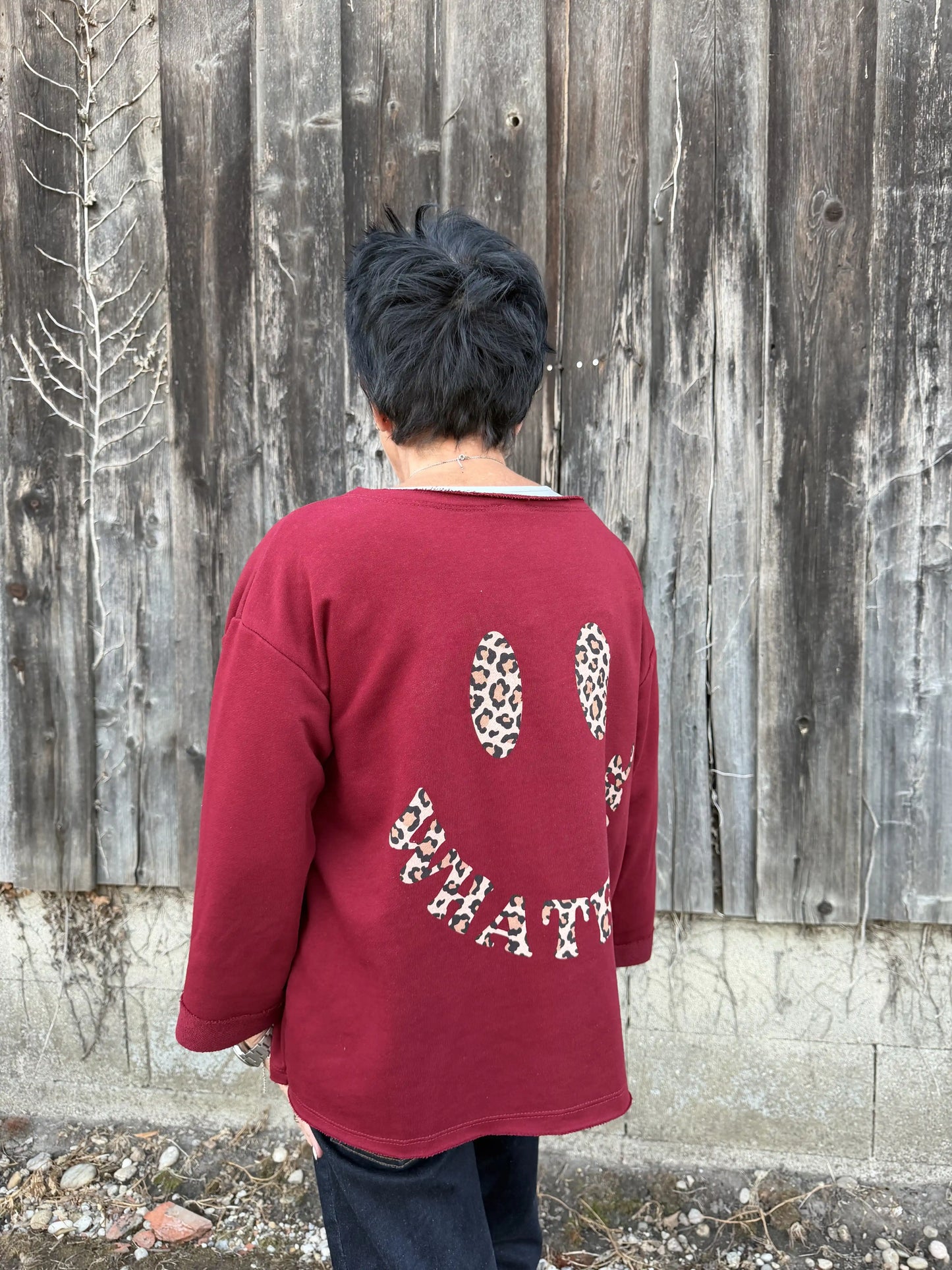 Pullover "Happy Leo" Weinrot