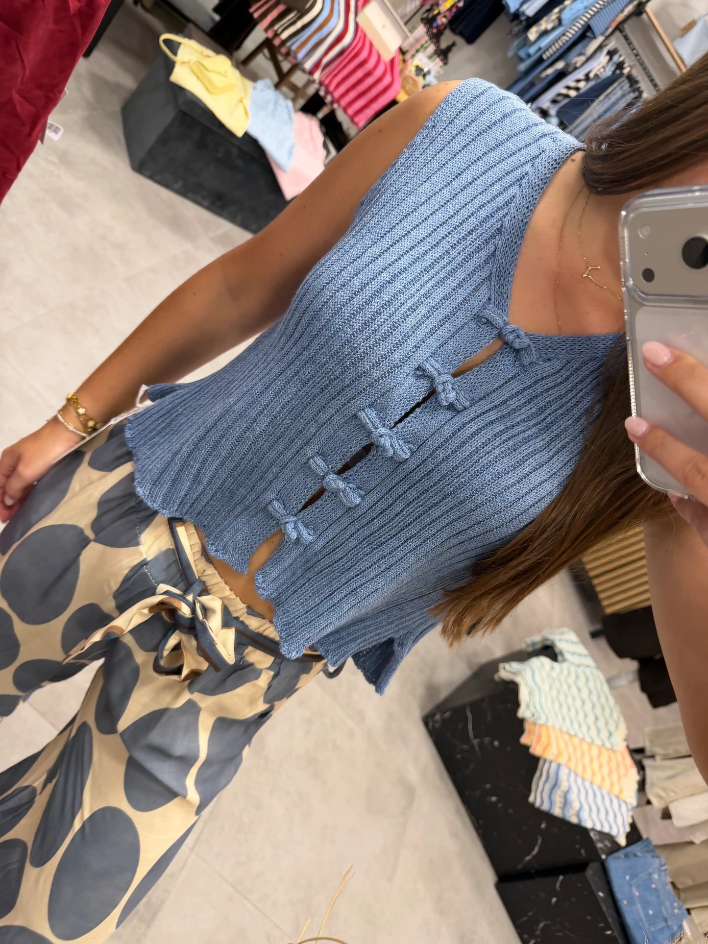 Stricktop "Knit" Blau