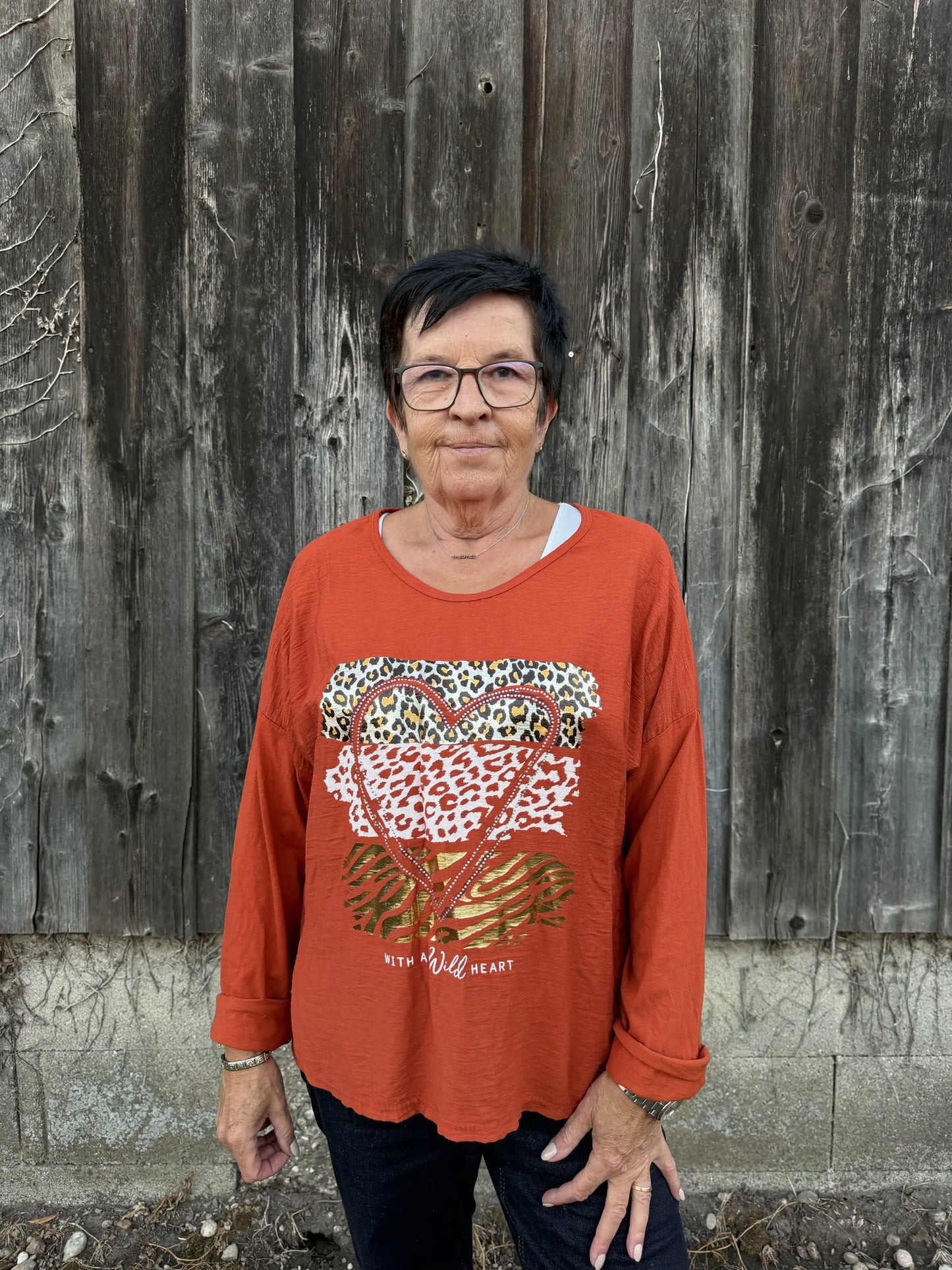 Langarmshirt "Wild Heart" Terracotta