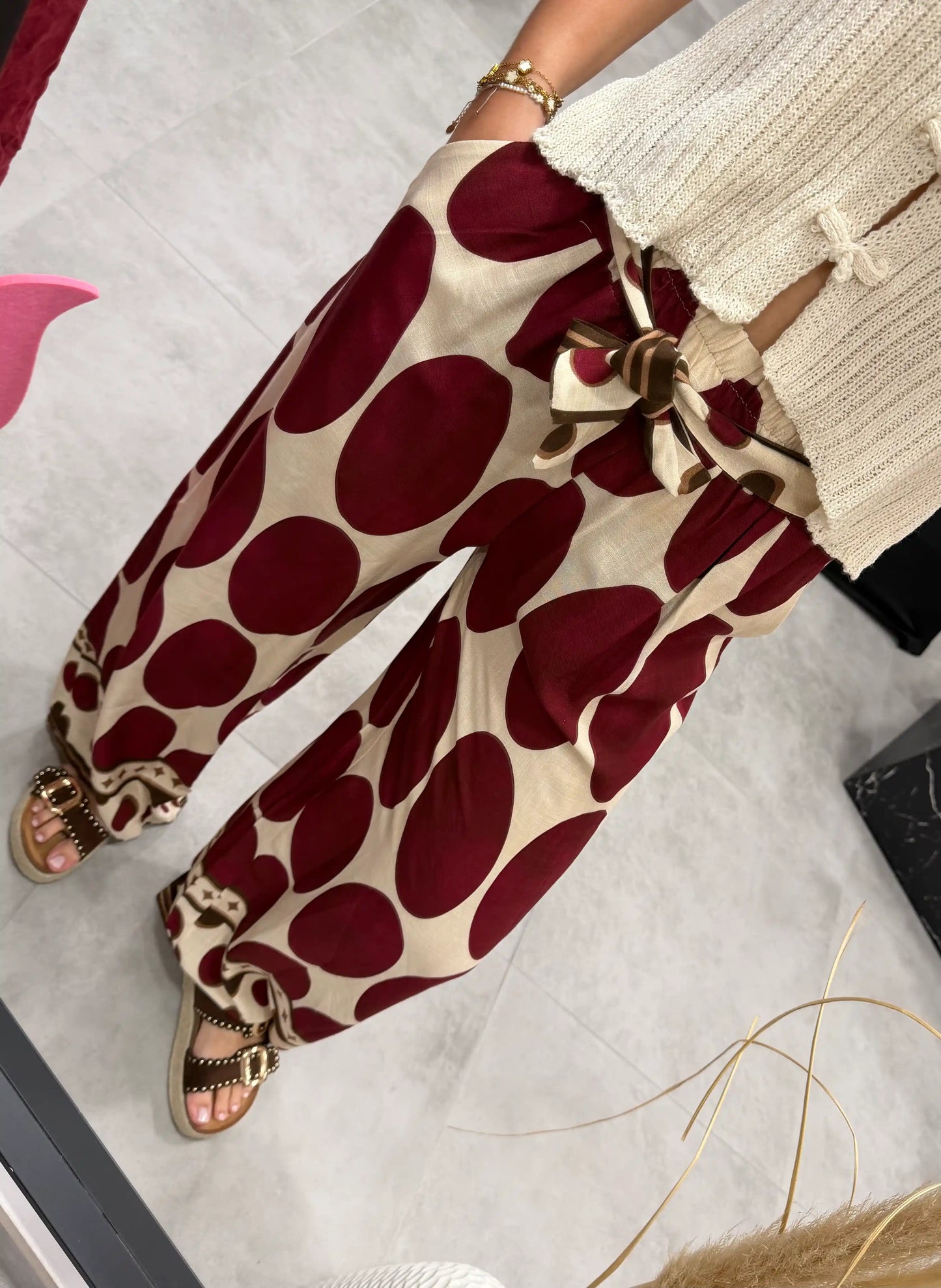Hose "Big Dots" Weinrot