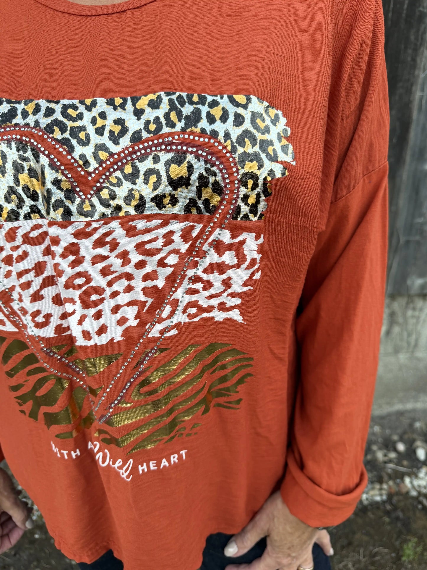 Langarmshirt "Wild Heart" Terracotta