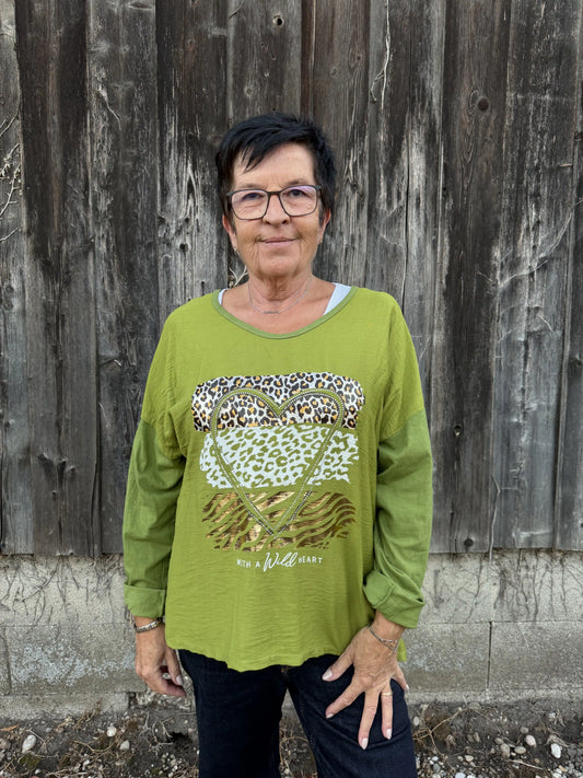 Langarmshirt "Wild Heart" Avocado