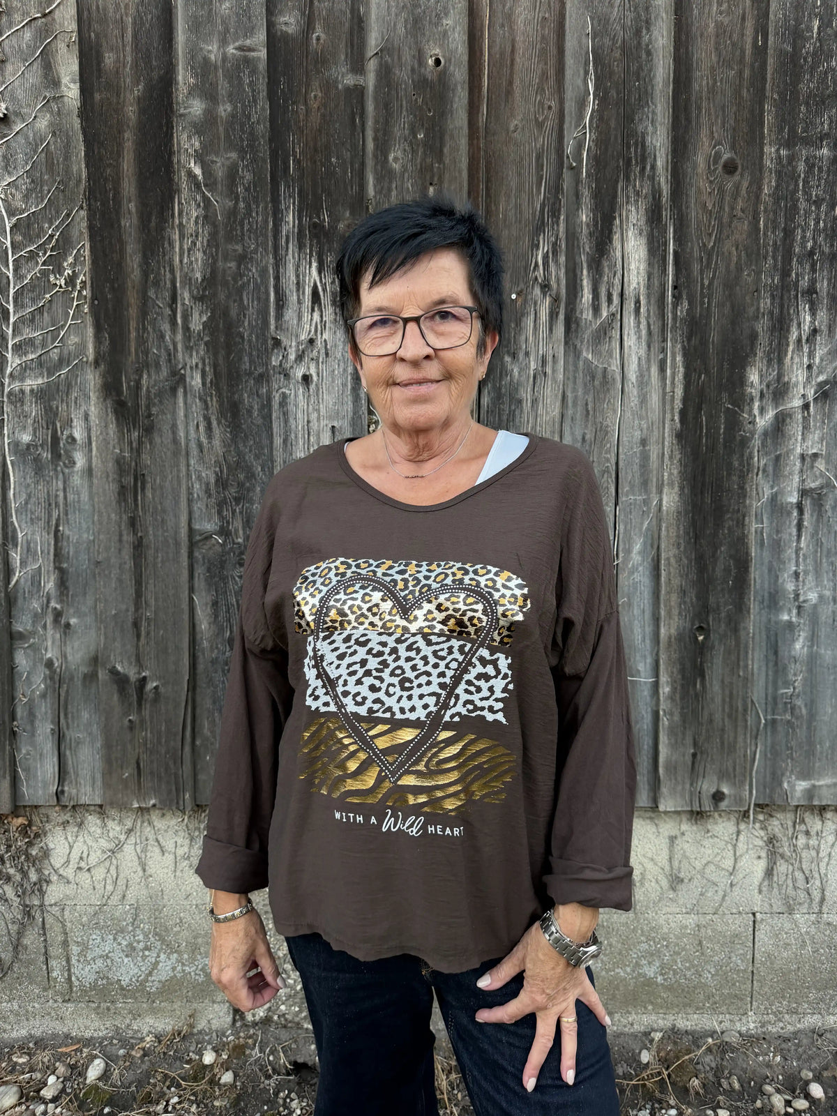 Langarmshirt "Wild Heart" Schokobraun