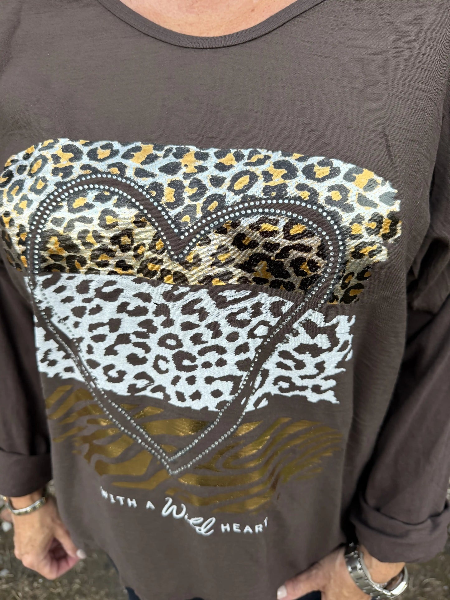 Langarmshirt "Wild Heart" Schokobraun