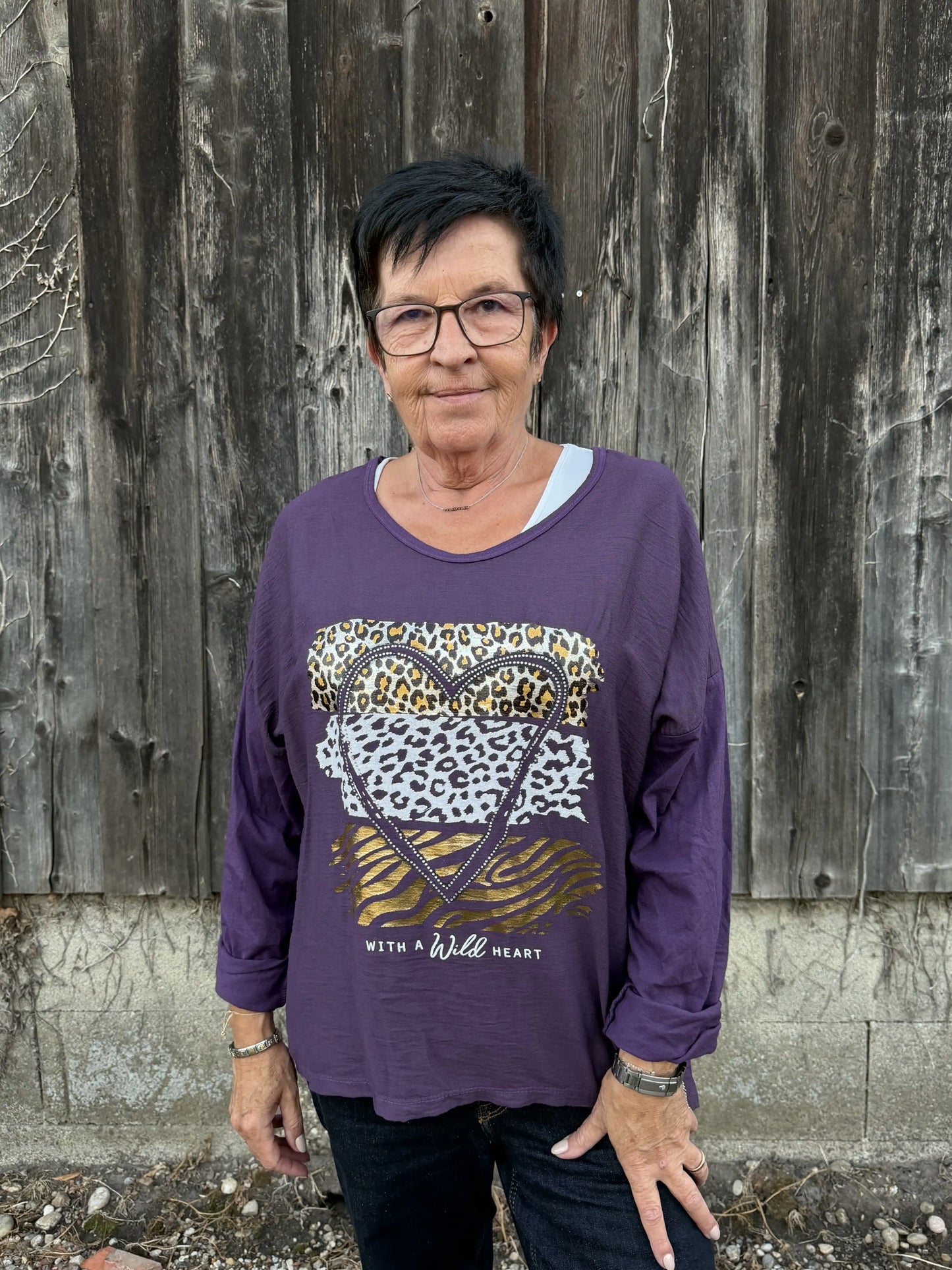 Langarmshirt "Wild Heart" Violett