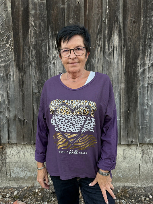 Langarmshirt "Wild Heart" Violett