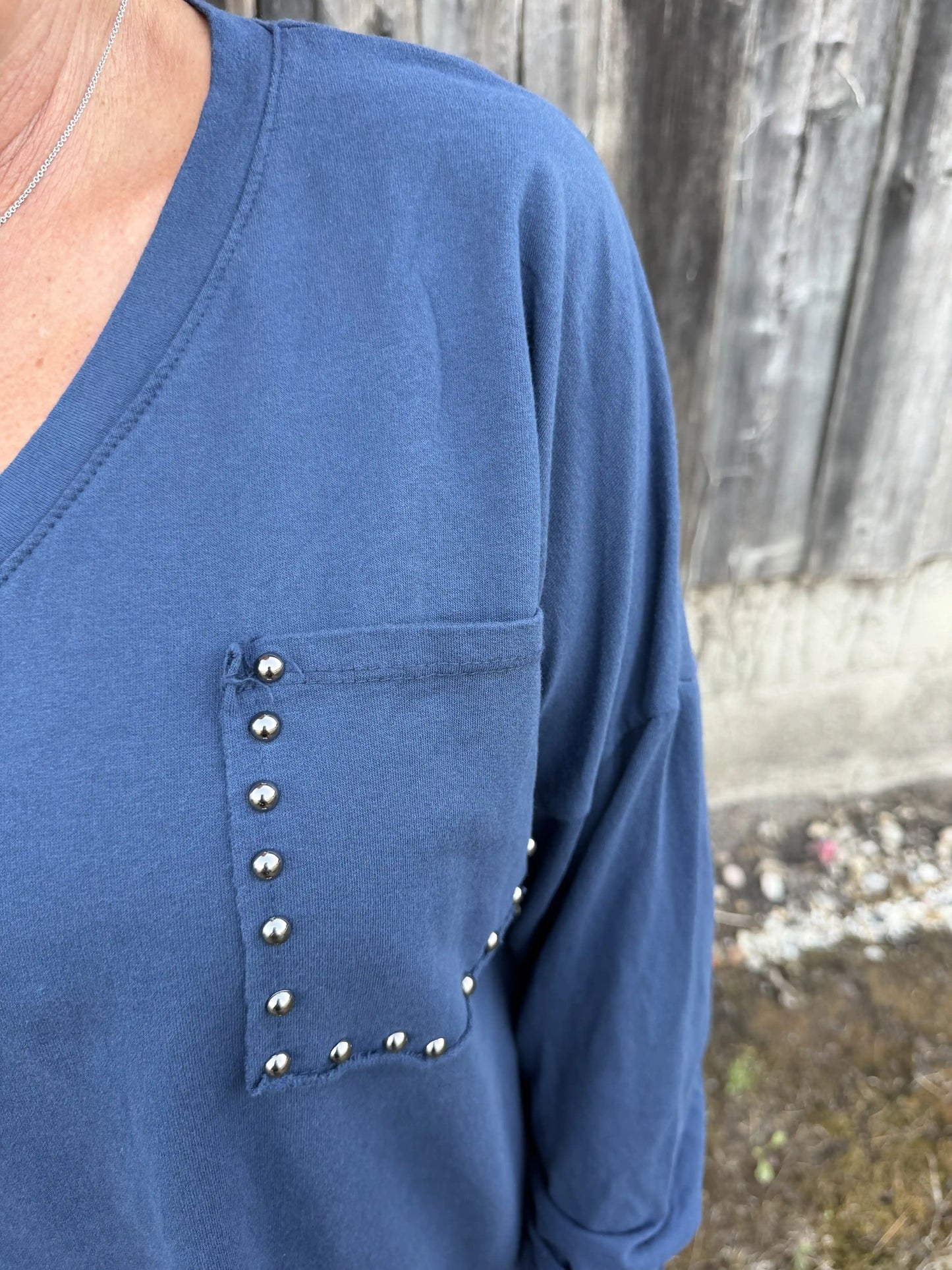 Langarmshirt "Nietentasche" Navy