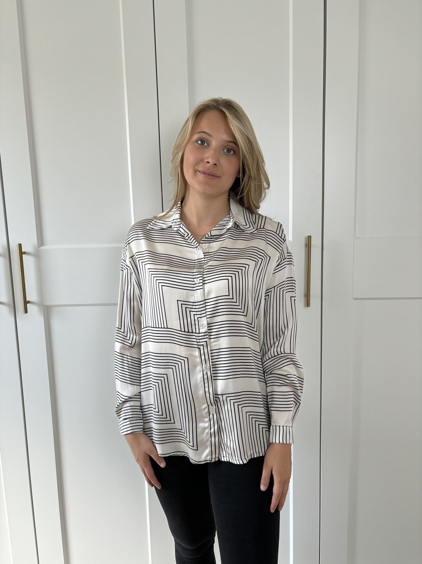 Bluse Geometrisch Beige