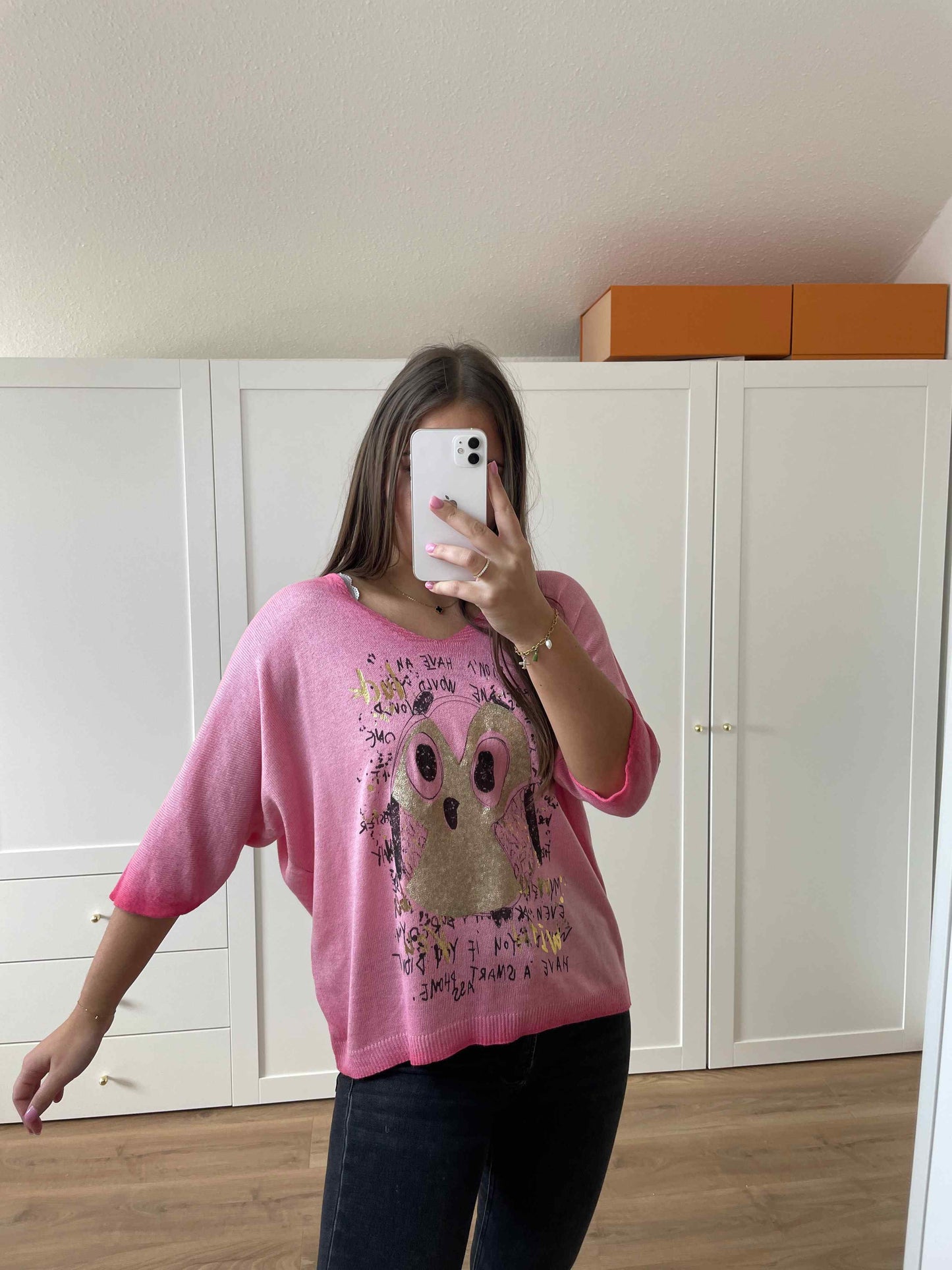 Pullover "Eule" Rosa